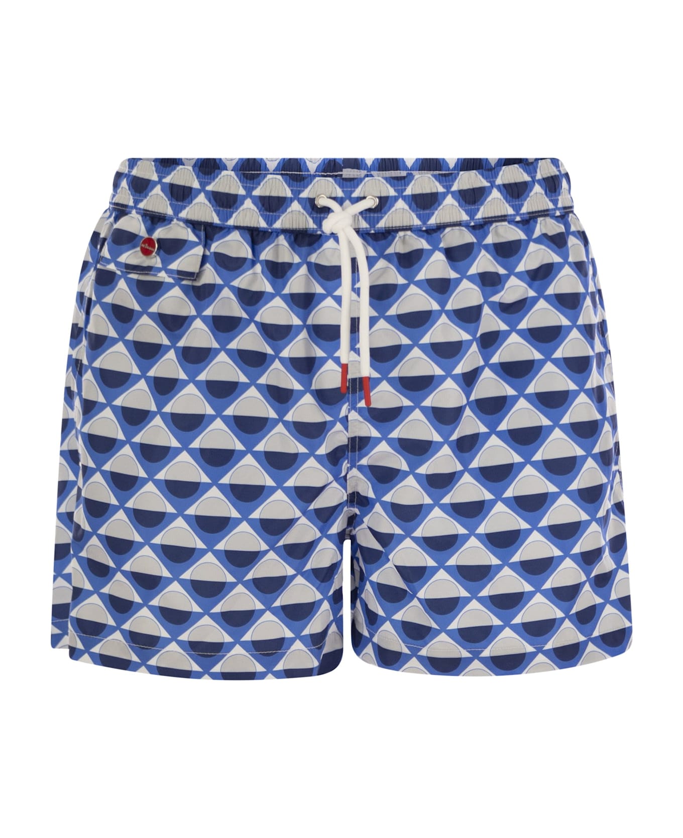 Kiton Patterned Beach Boxers - White/blue