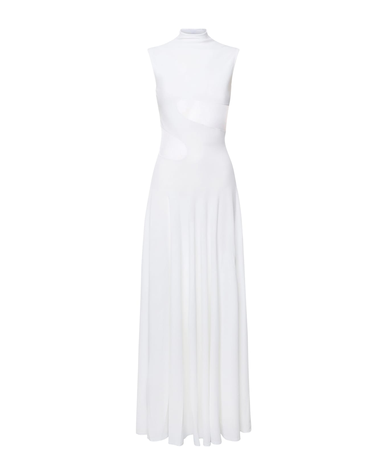 Alaia Silk Knit Dress With Cut-out - White