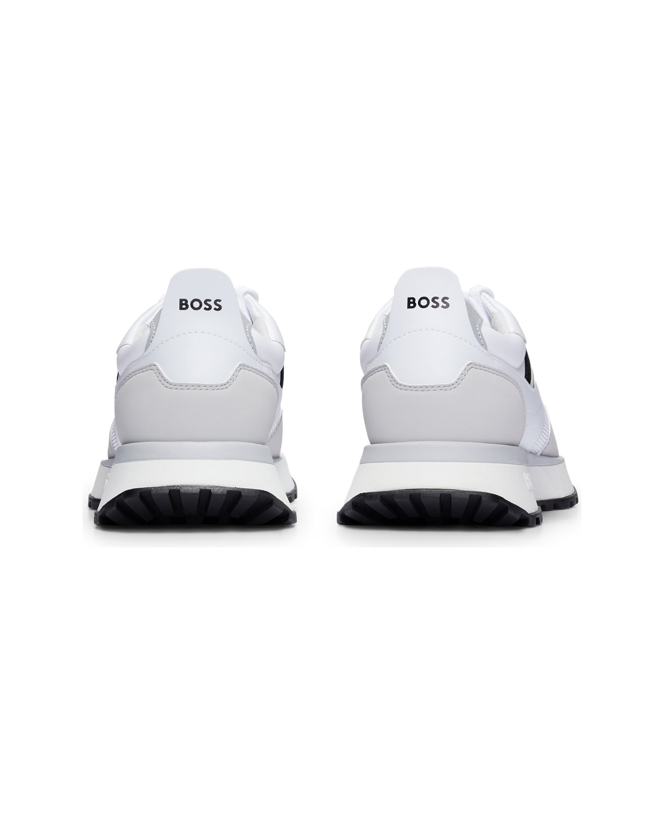 Hugo Boss White Runner Style Hybrid Sneakers With Eva Rubber Sole - White