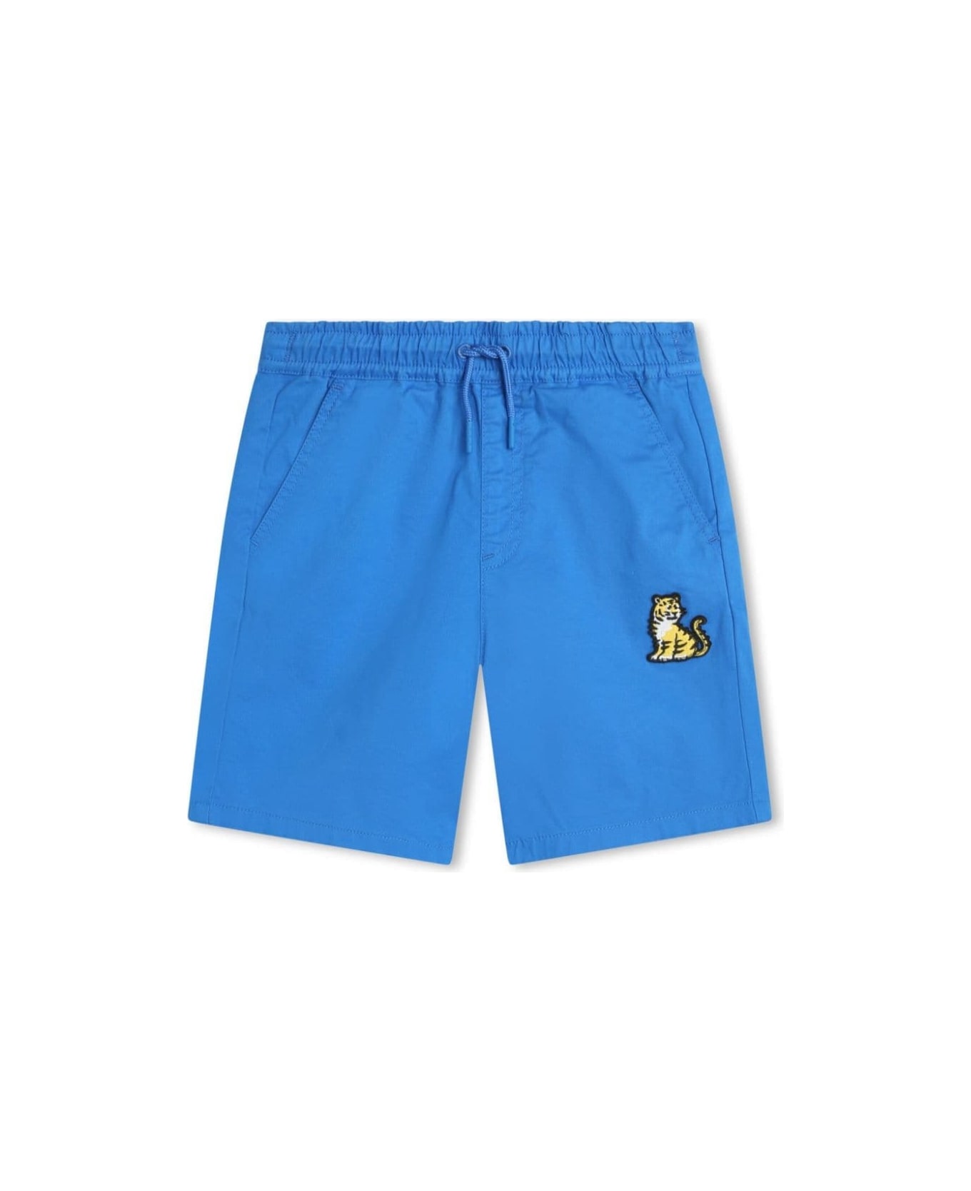 Kenzo Kids Blue Bermuda Shorts With Drawstring In Stretch Cotton Boy - Blu