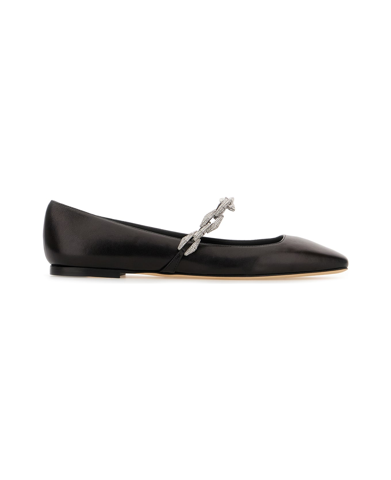 Jimmy Choo Black Leather Tilda Ballerinas - BLACK