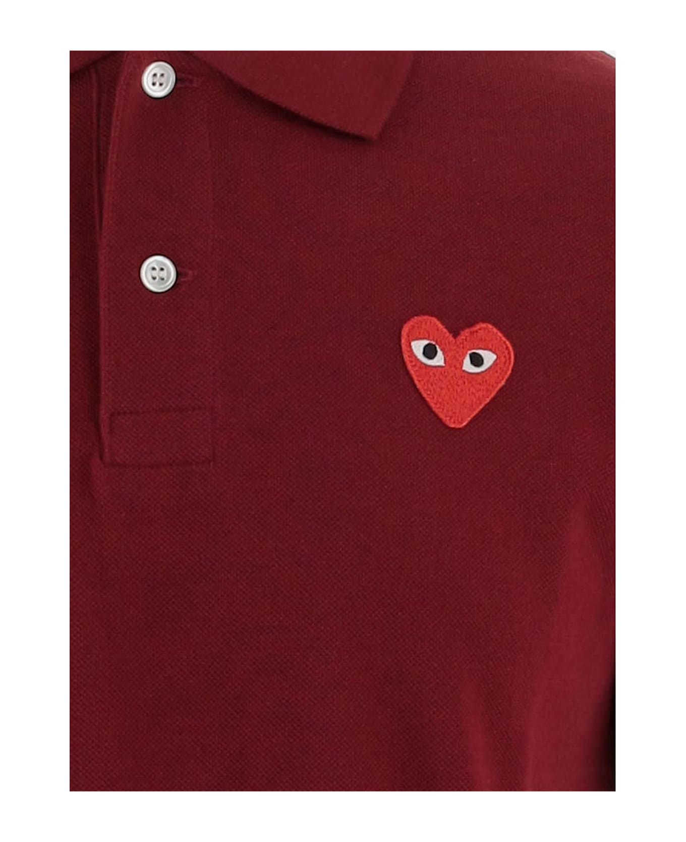 Comme des Garçons Play Cotton Polo Shirt With Logo - Bordeaux