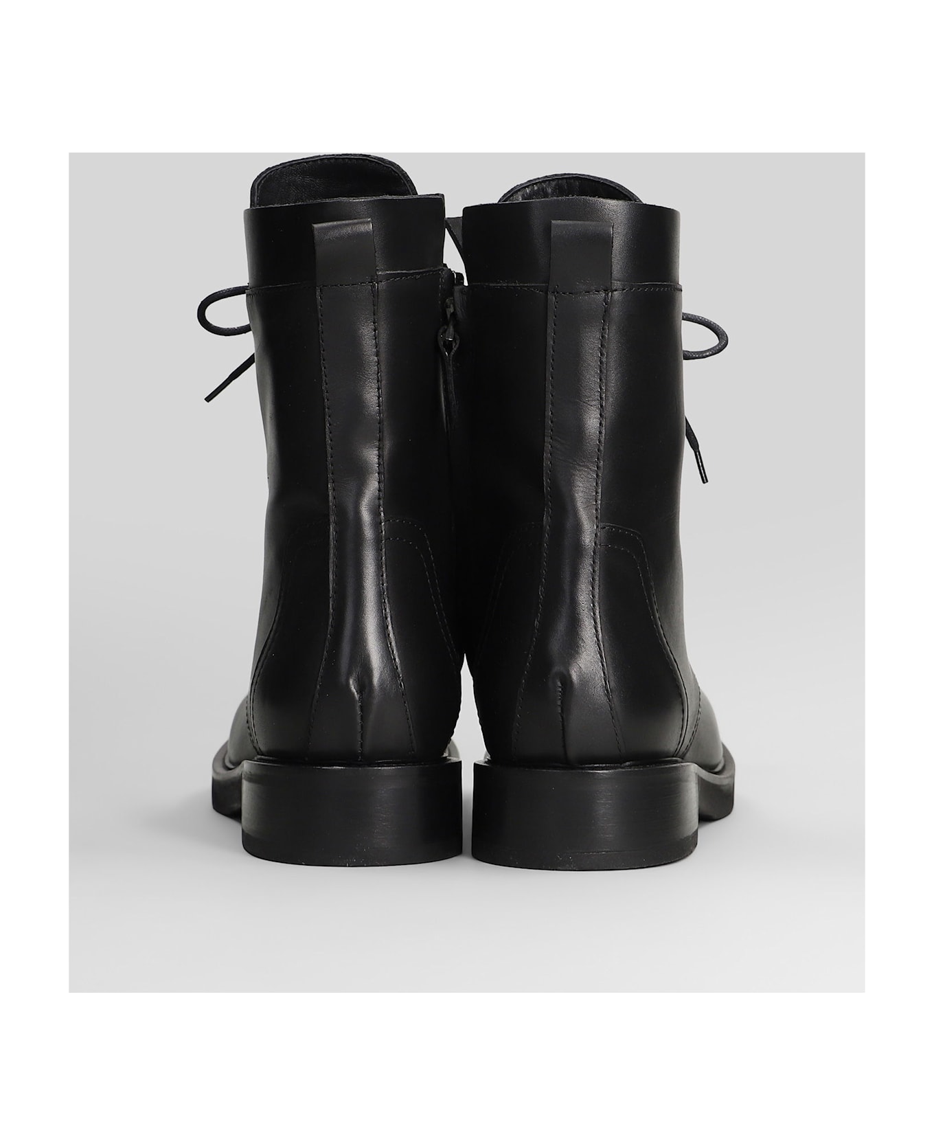 Julie Dee Combat Boots In Black Leather - black