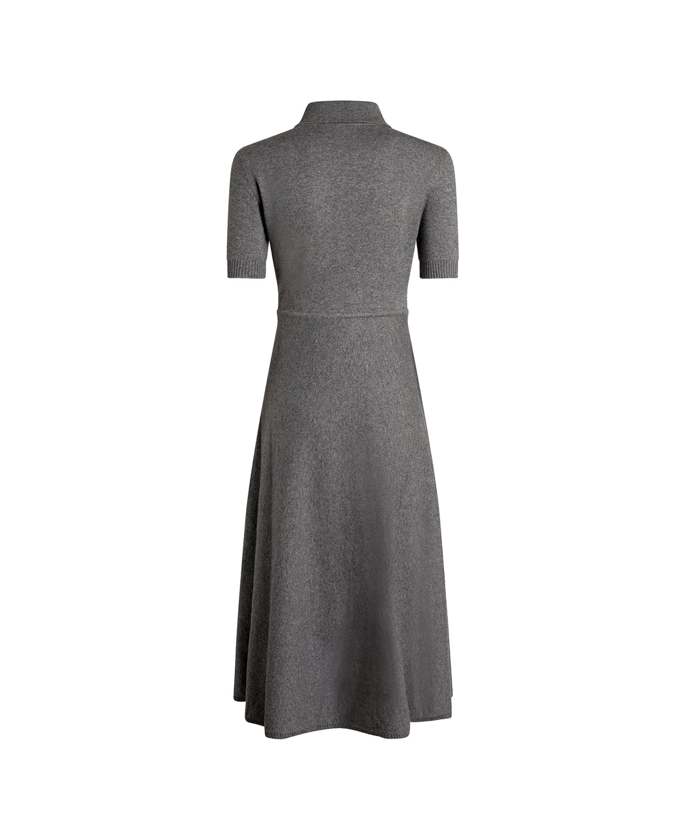 Etro Dark Green Polo Dress In Knit And Silk - Green