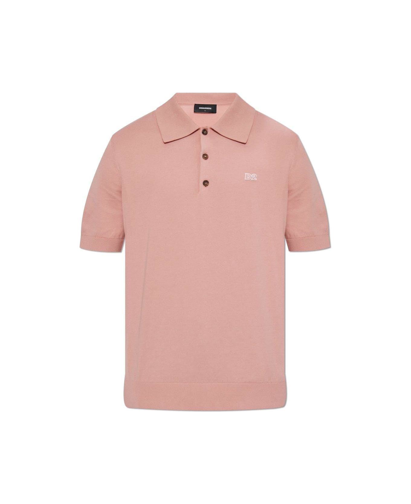 Dsquared2 D2 Logo Patch Short-sleeved Polo Shirt - Pink