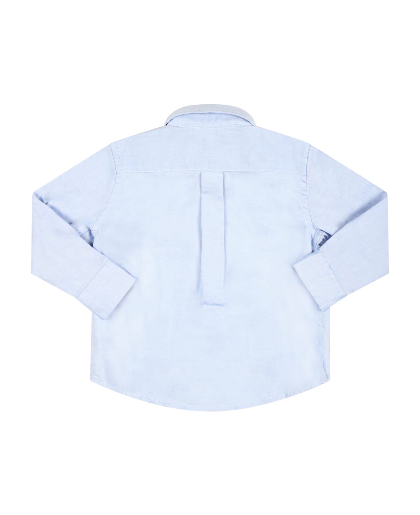 Ralph Lauren Light Blue Shirt For Baby Boy With Pony Logo - Light Blue シャツ