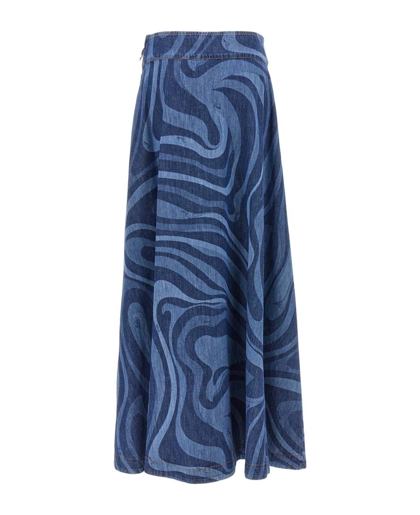 Pucci Printed Denim Skirt - Blue