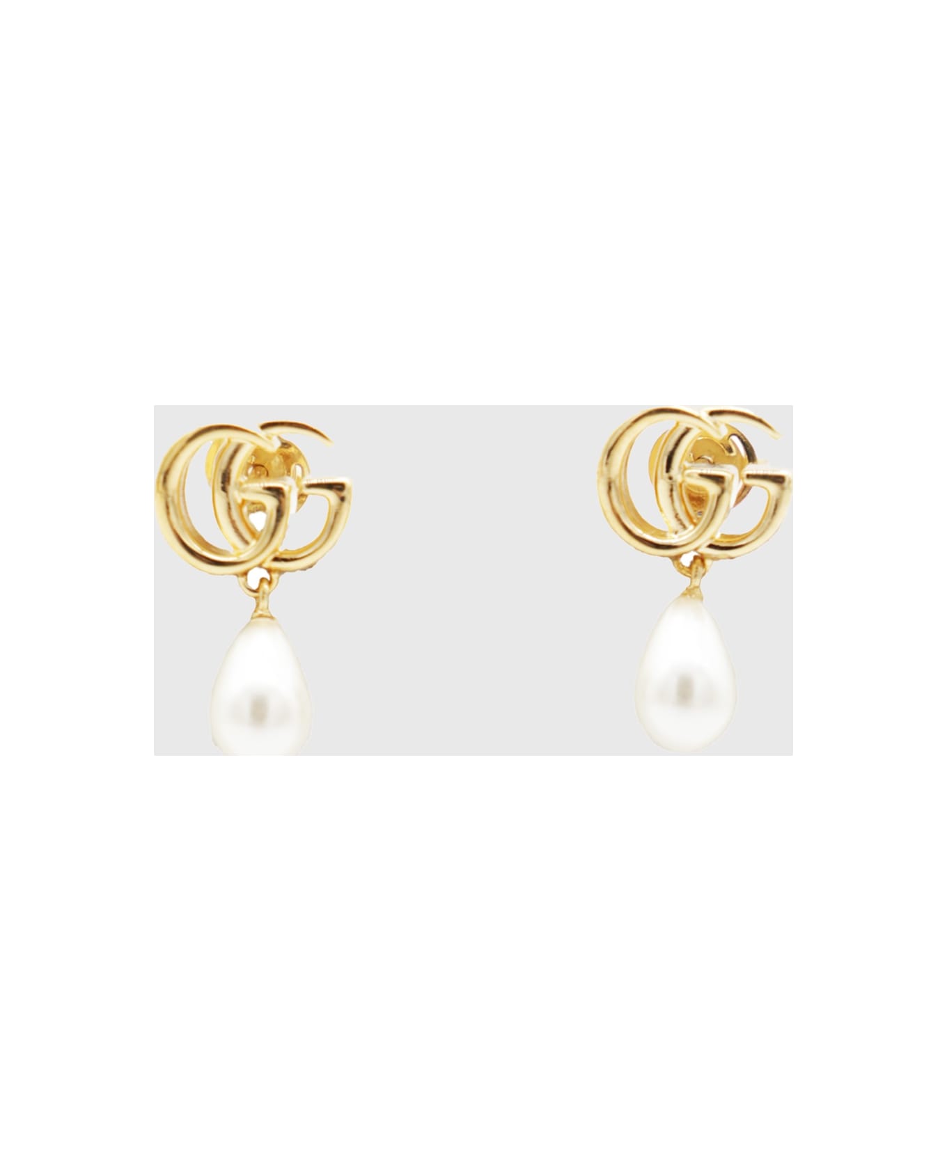 Gucci Gold And Pearl Brass Earrings - Golden