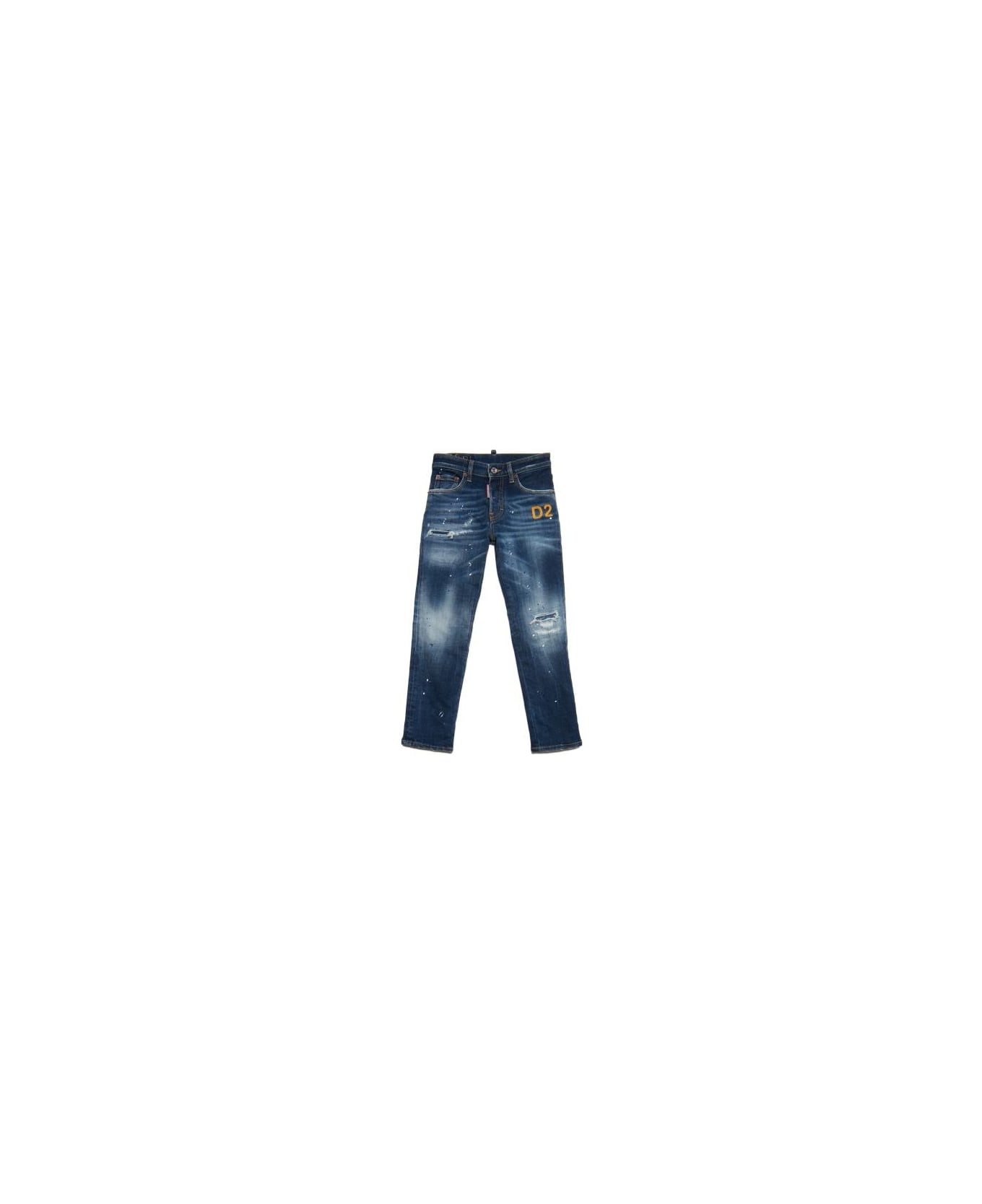 Dsquared2 Straight Jeans With Print - Blue ボトムス