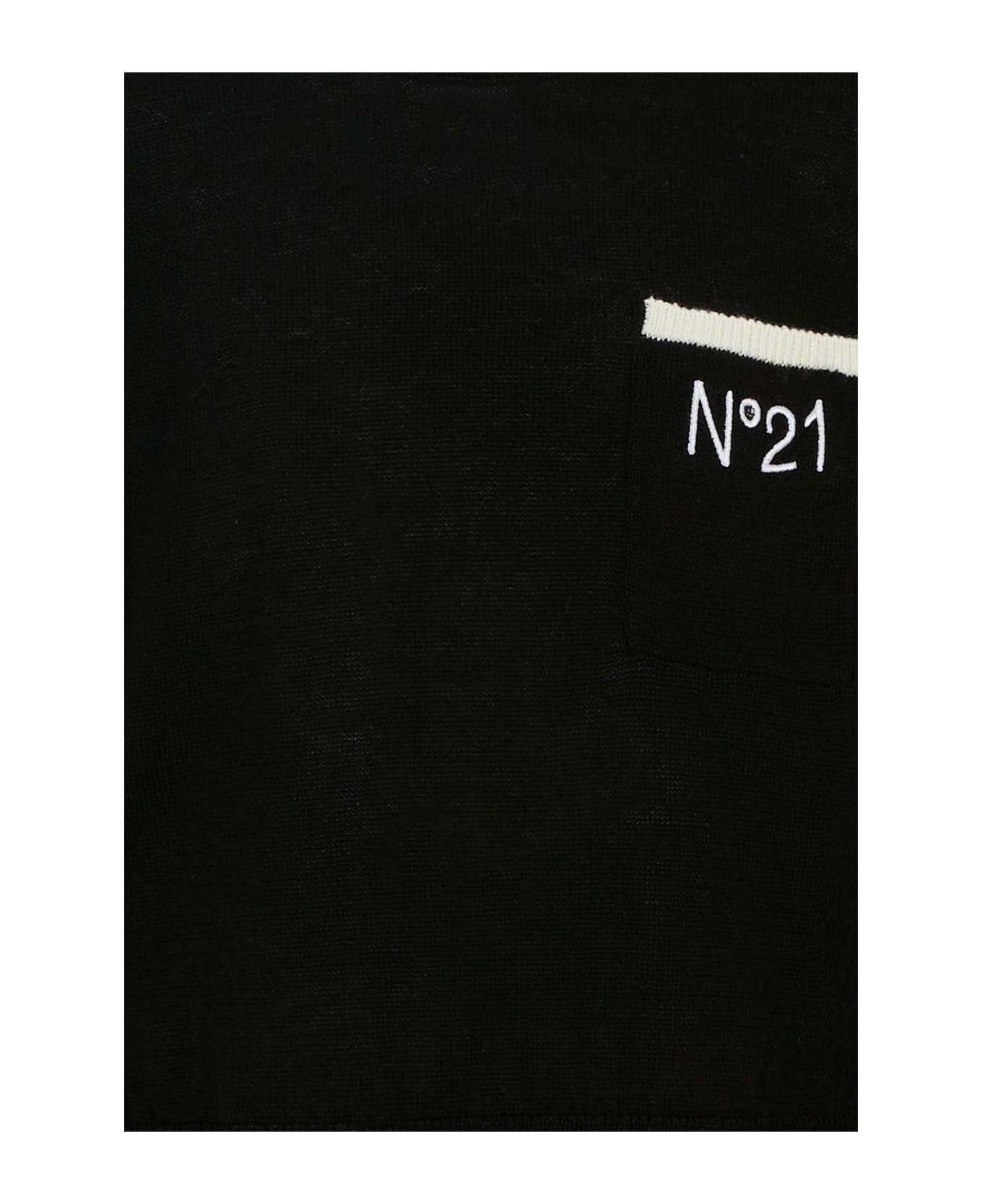N.21 Black Sweater For Girl With Logo - Black