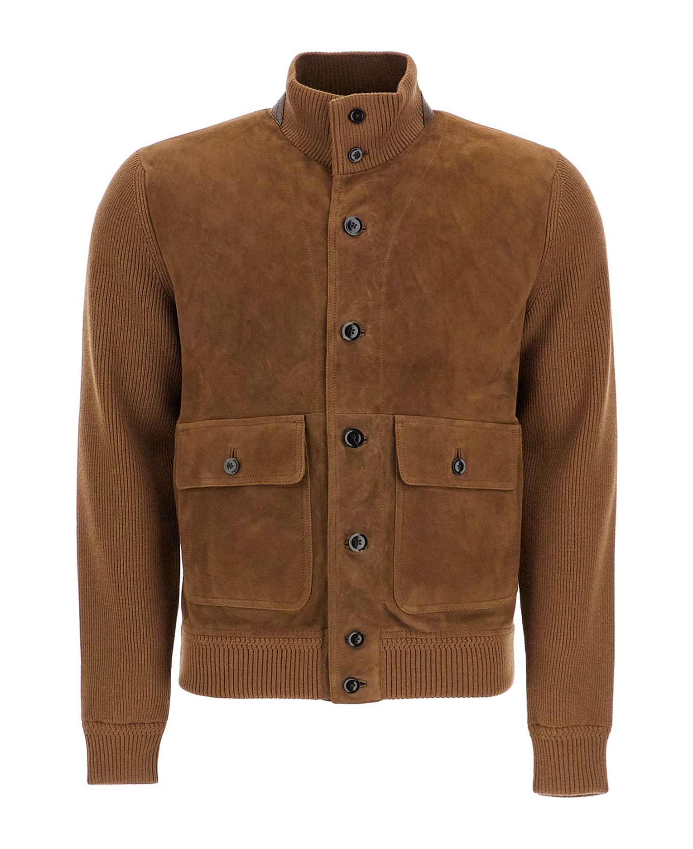 Tom Ford Knit And Suede Blouson - TOFFEE (Brown)