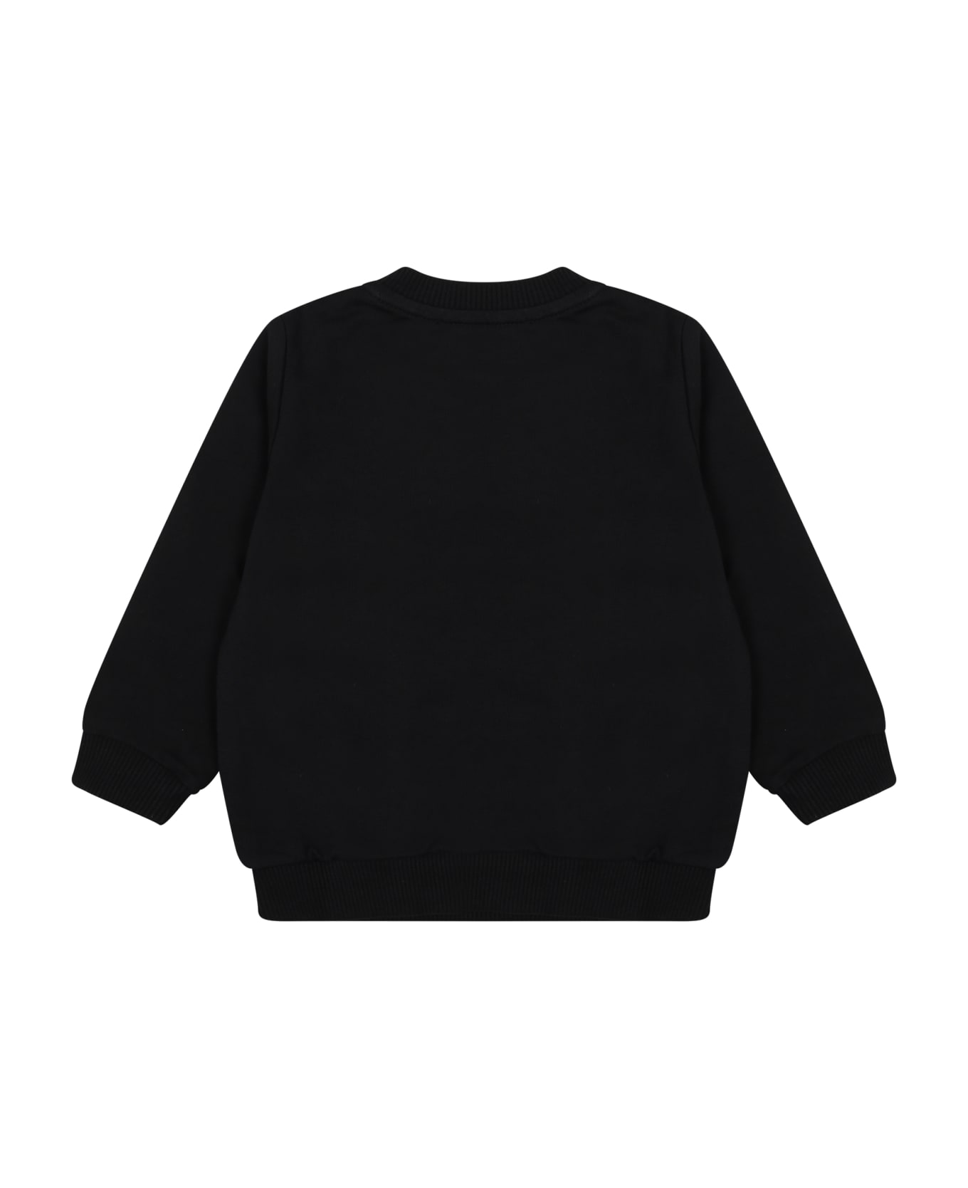 Moschino Black Sweatshirt For Babies With Teddy Bears And Logo - Black