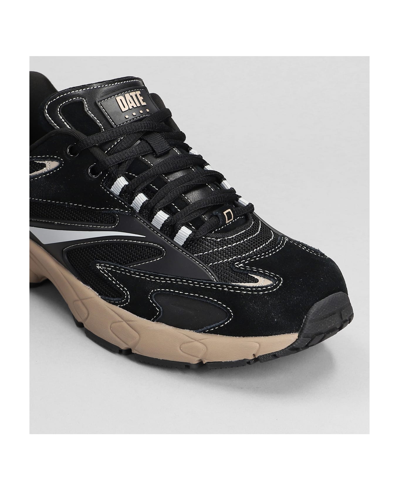 D.A.T.E. Sn 23 Collection Sneakers In Black Suede And Fabric - black