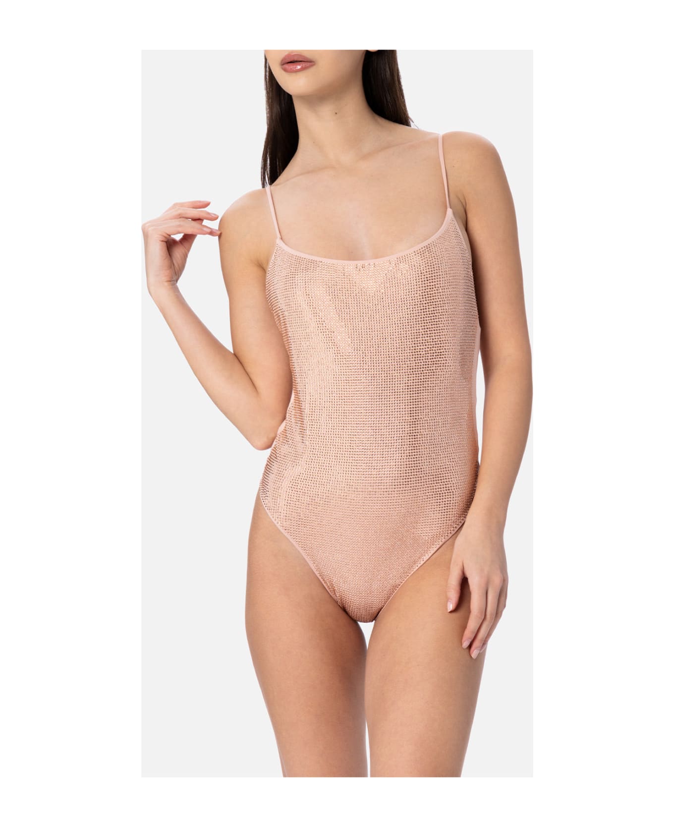 MC2 Saint Barth Woman Pale One-piece Swimsuit Cecille With Rhinestones - PINK