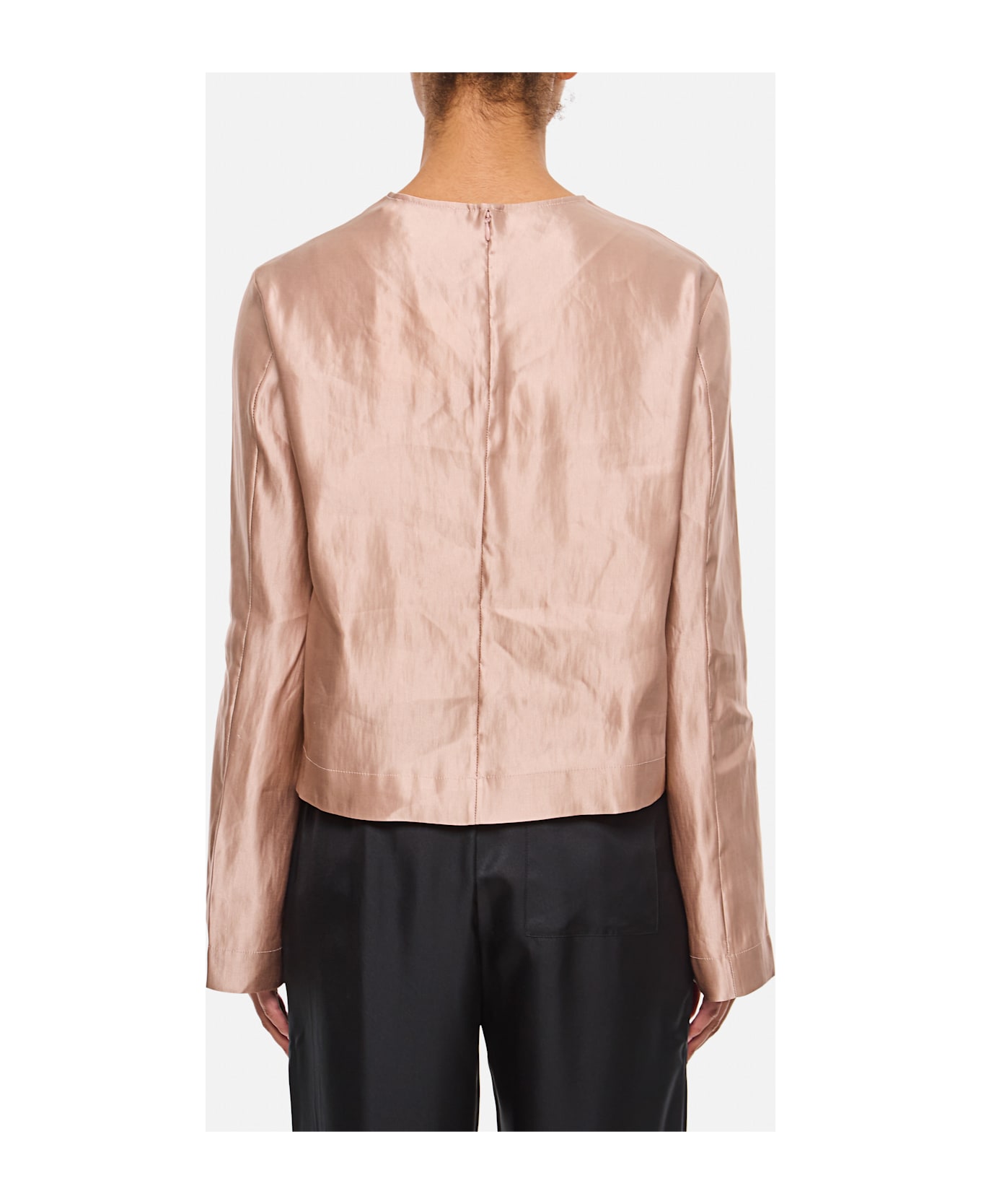 Loulou Studio Silk And Linen Round Neck Blouse - Pink