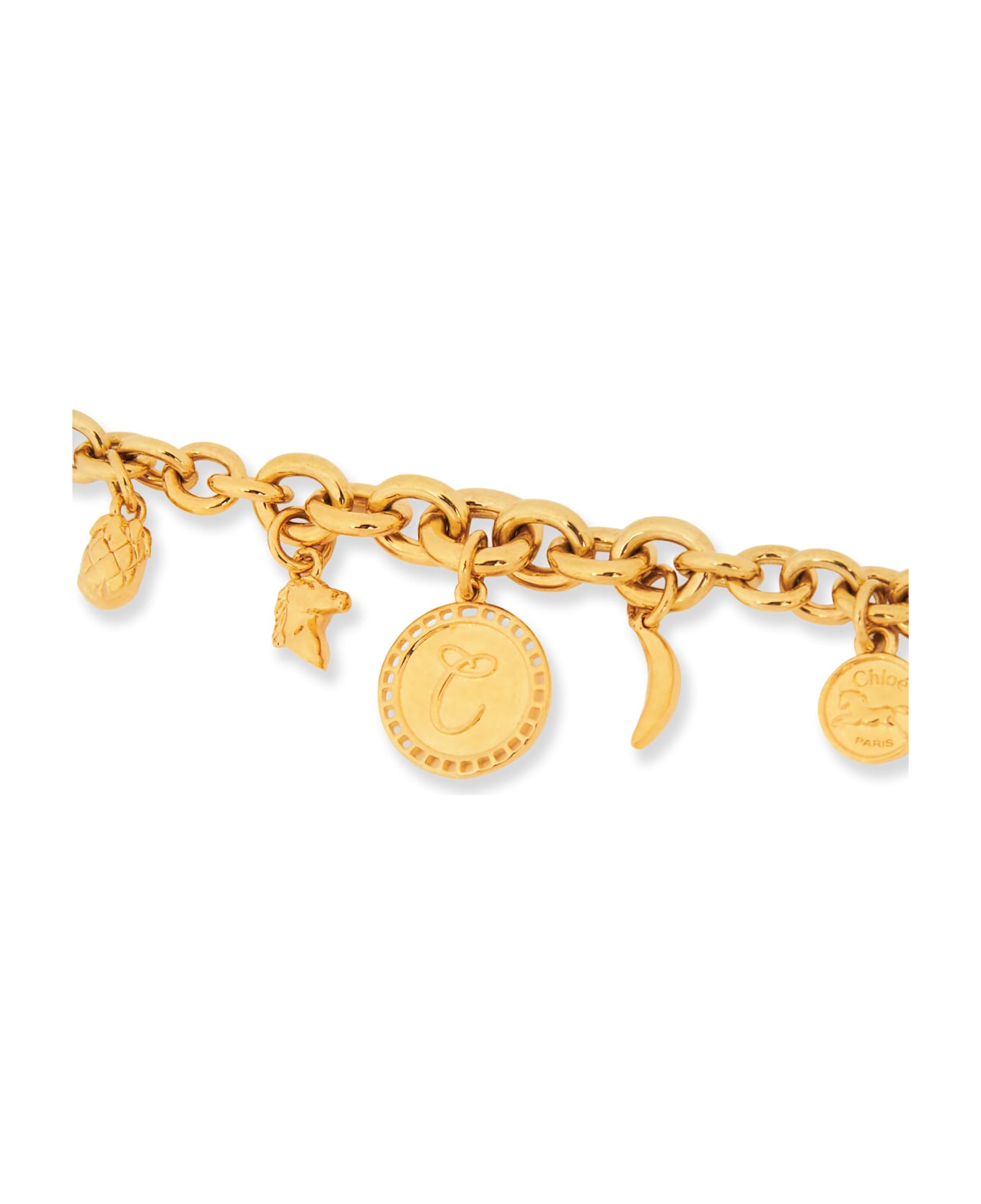 Chloé Brass Bracelet With Charms - Vintage Gold