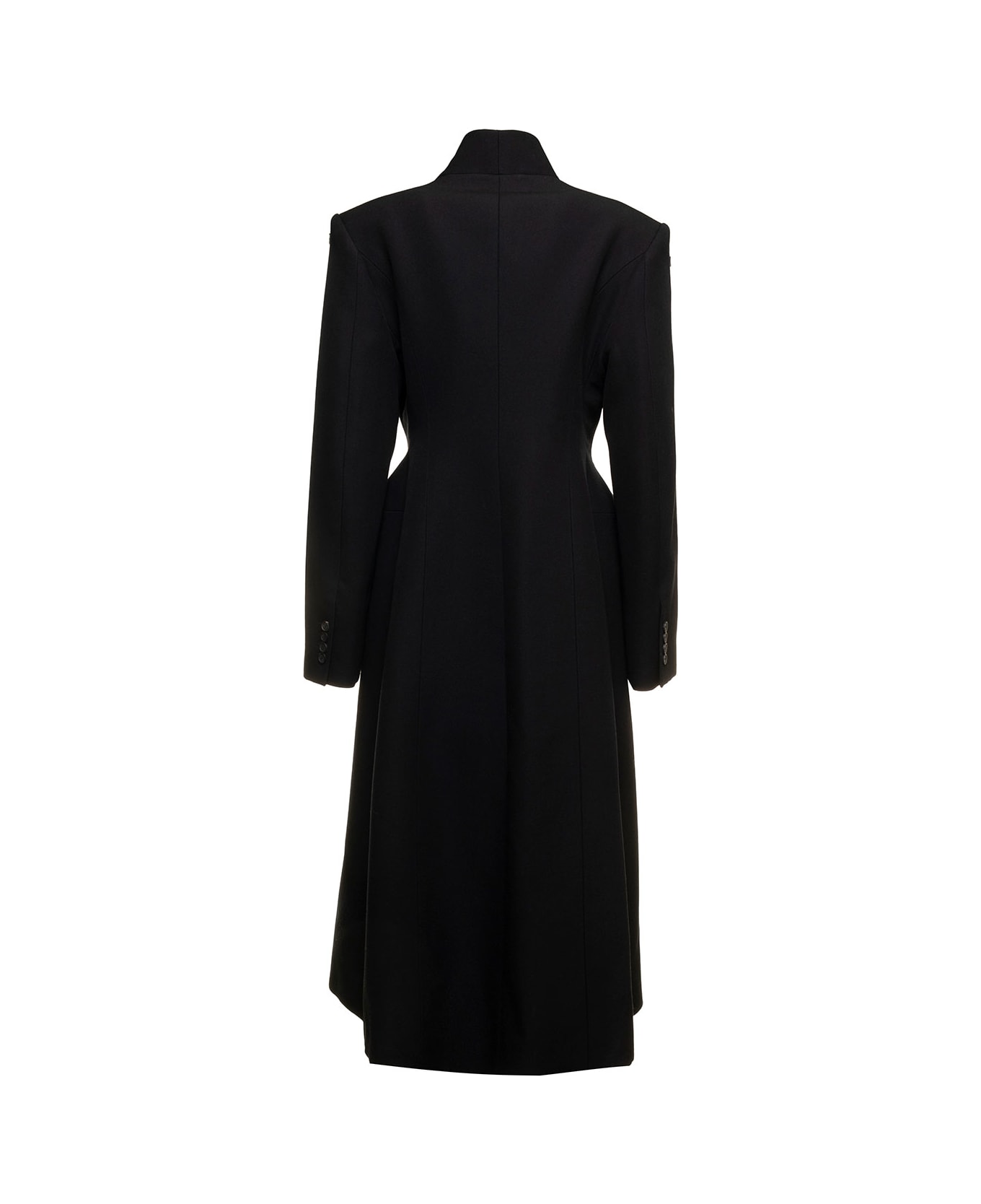 Balenciaga Black Flared Hourglass Coat In Wool Cloth Balenciaga Woman - Black