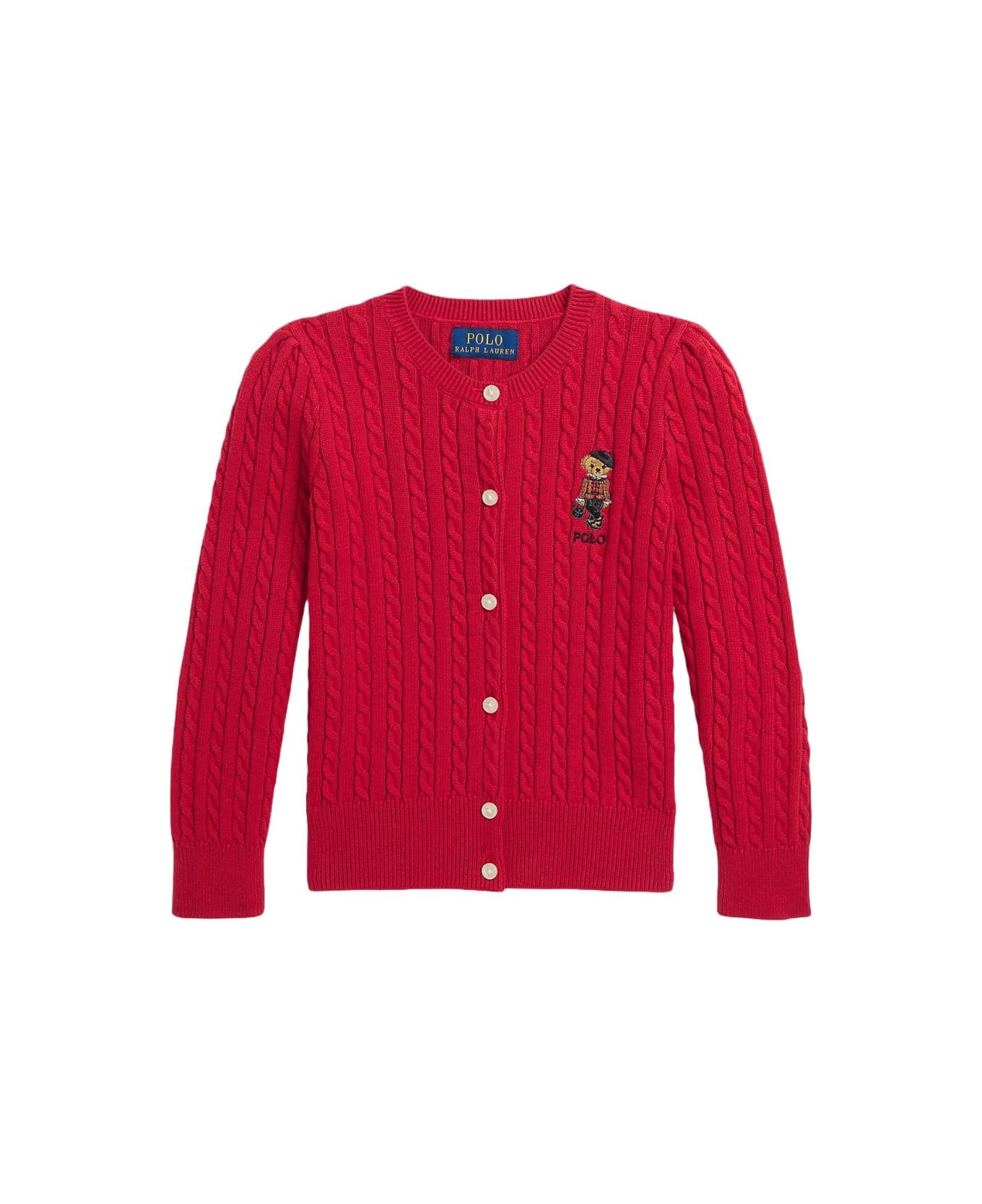 Polo Ralph Lauren Minicablbear Sweater Cardigan - Park Ave Red