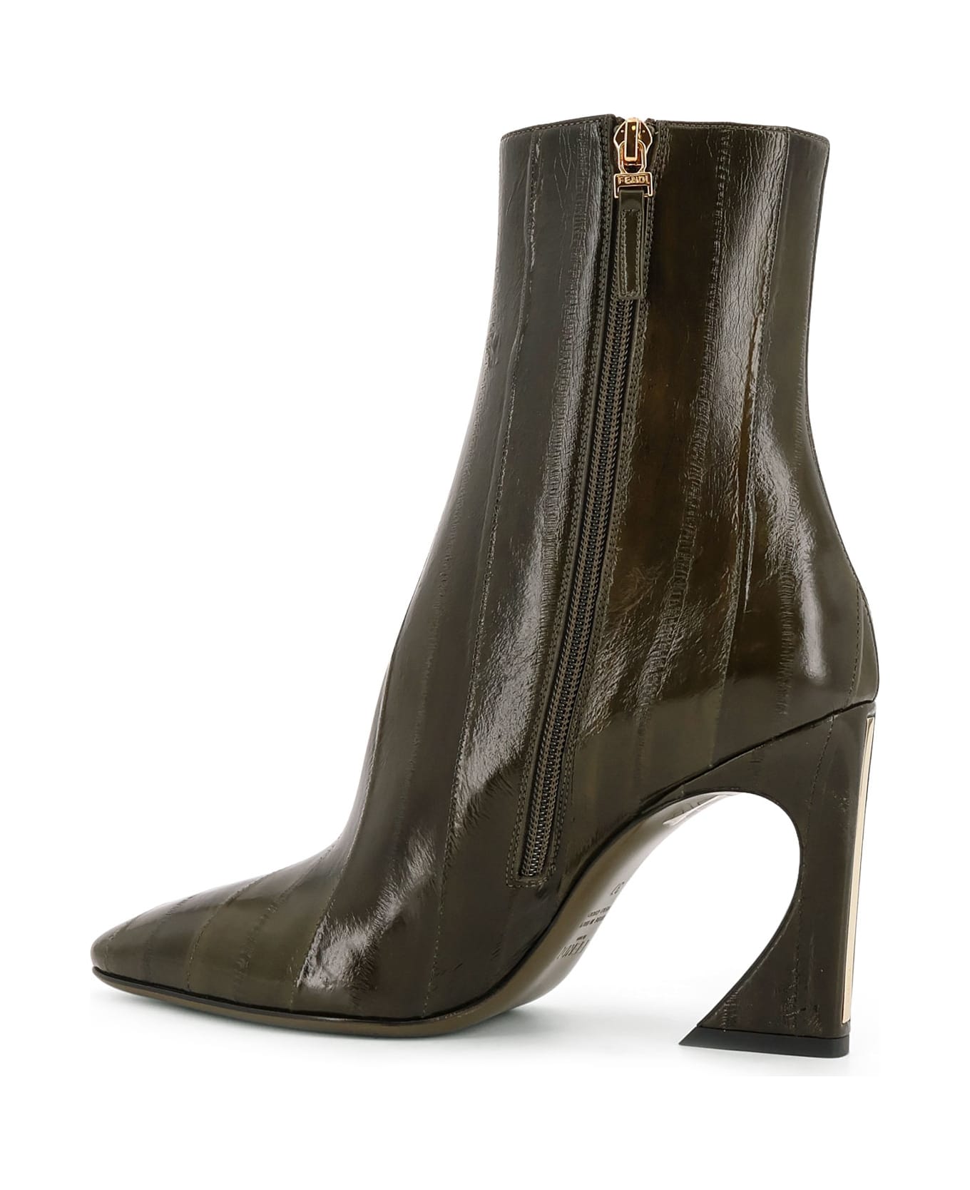 Fendi Arco Hagfish Leather Ankle Boots - Green
