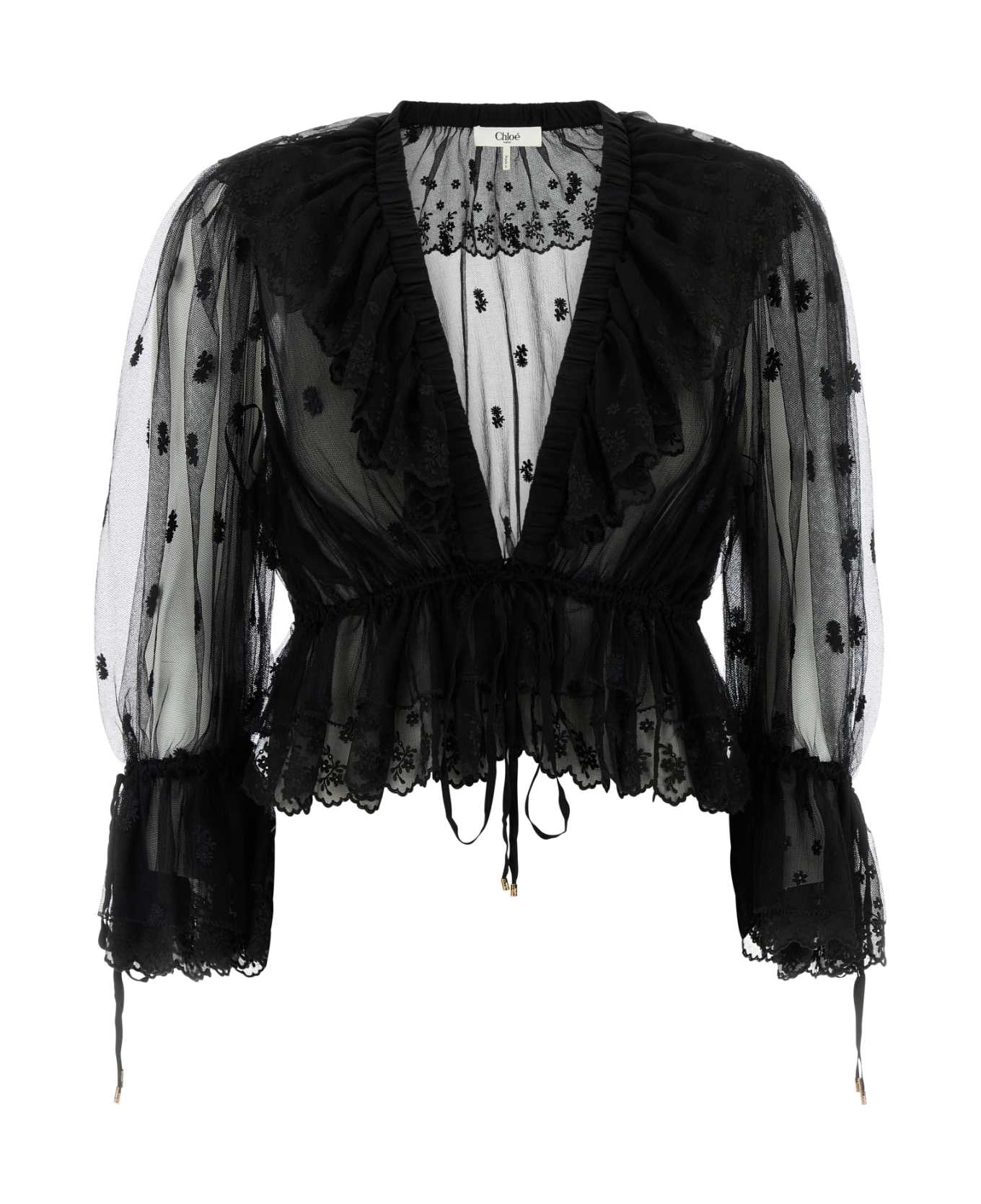 Chloé Black Tulle Top - BLACK