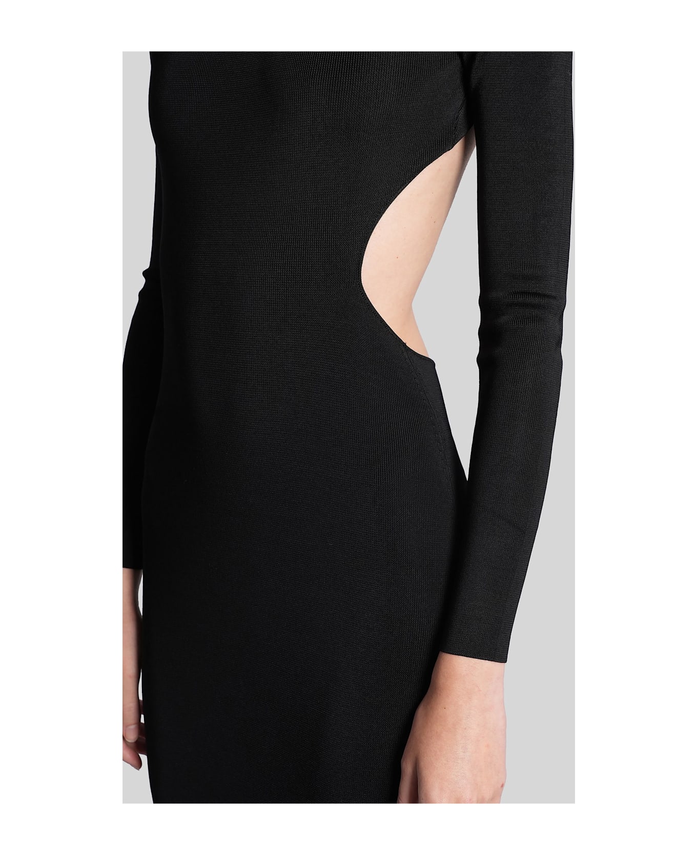 self-portrait Long Dress In Black Viscose - black