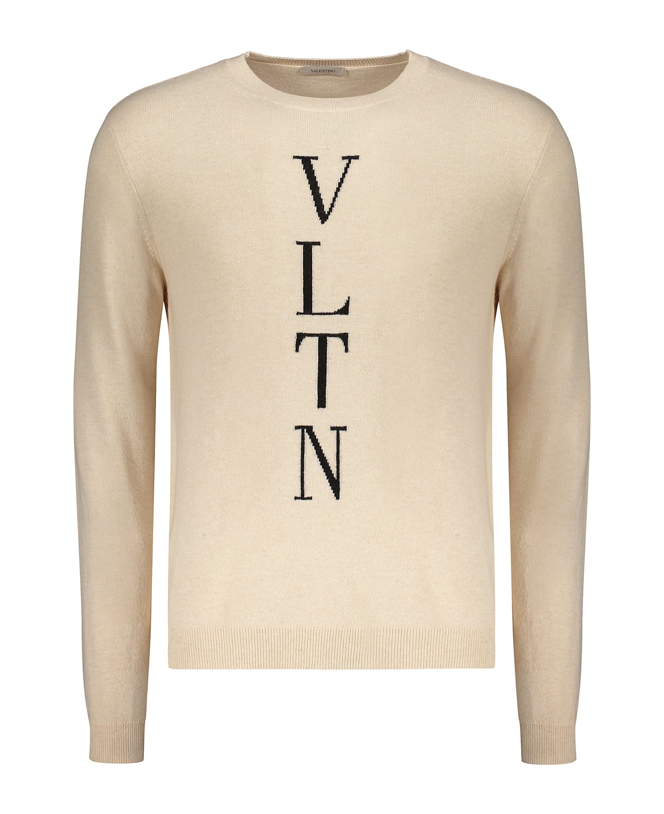 Valentino Garavani Long Sleeve Crew-neck Sweater - panna
