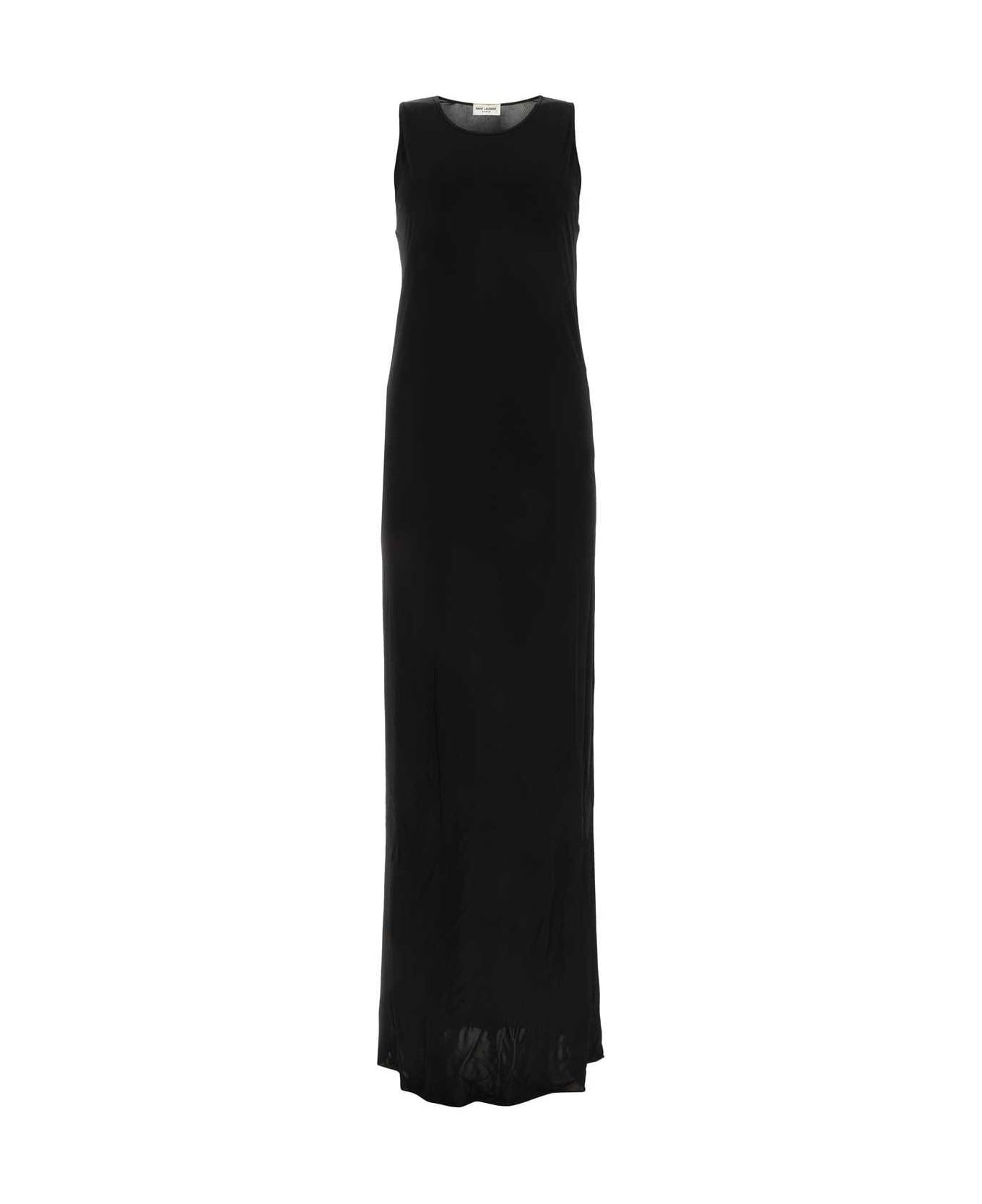 Saint Laurent Black Viscose Long Dress - NOIR
