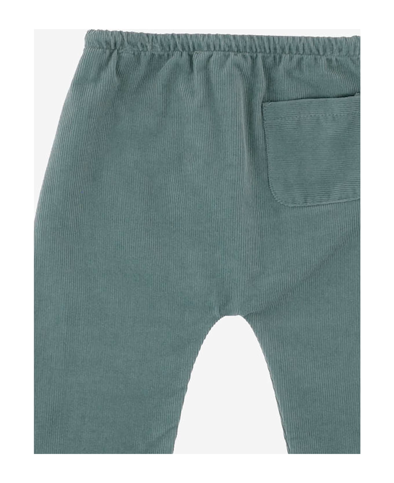 Nicoletta Fanna Cotton Ribbed Trousers - Green