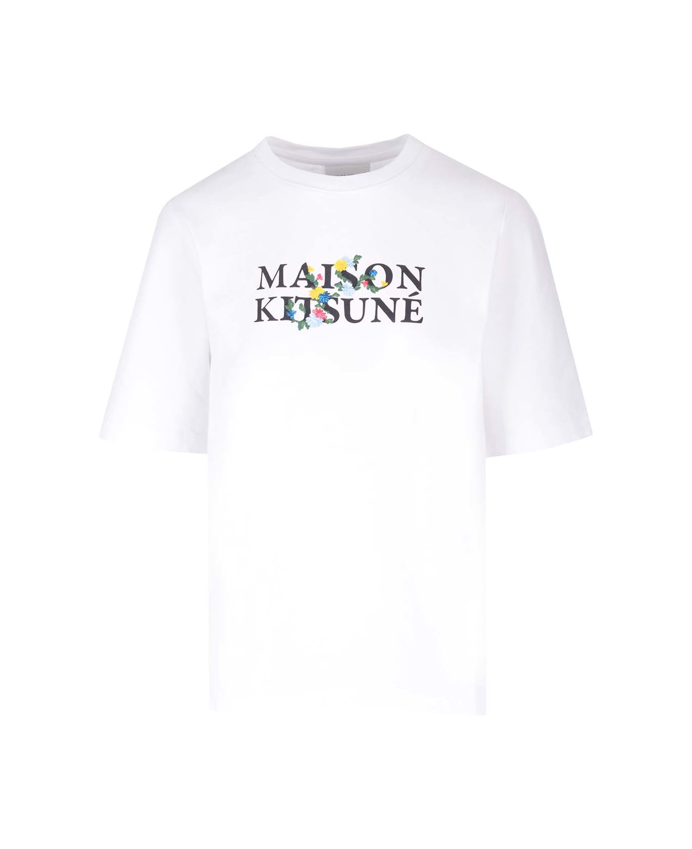 Maison Kitsuné Flowers Embroidery T-shirt - White Tシャツ