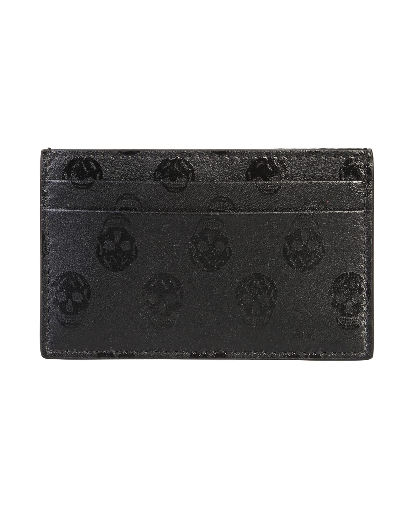 Alexander McQueen Leather Card Holder With Iconic Biker Skull Print - Black