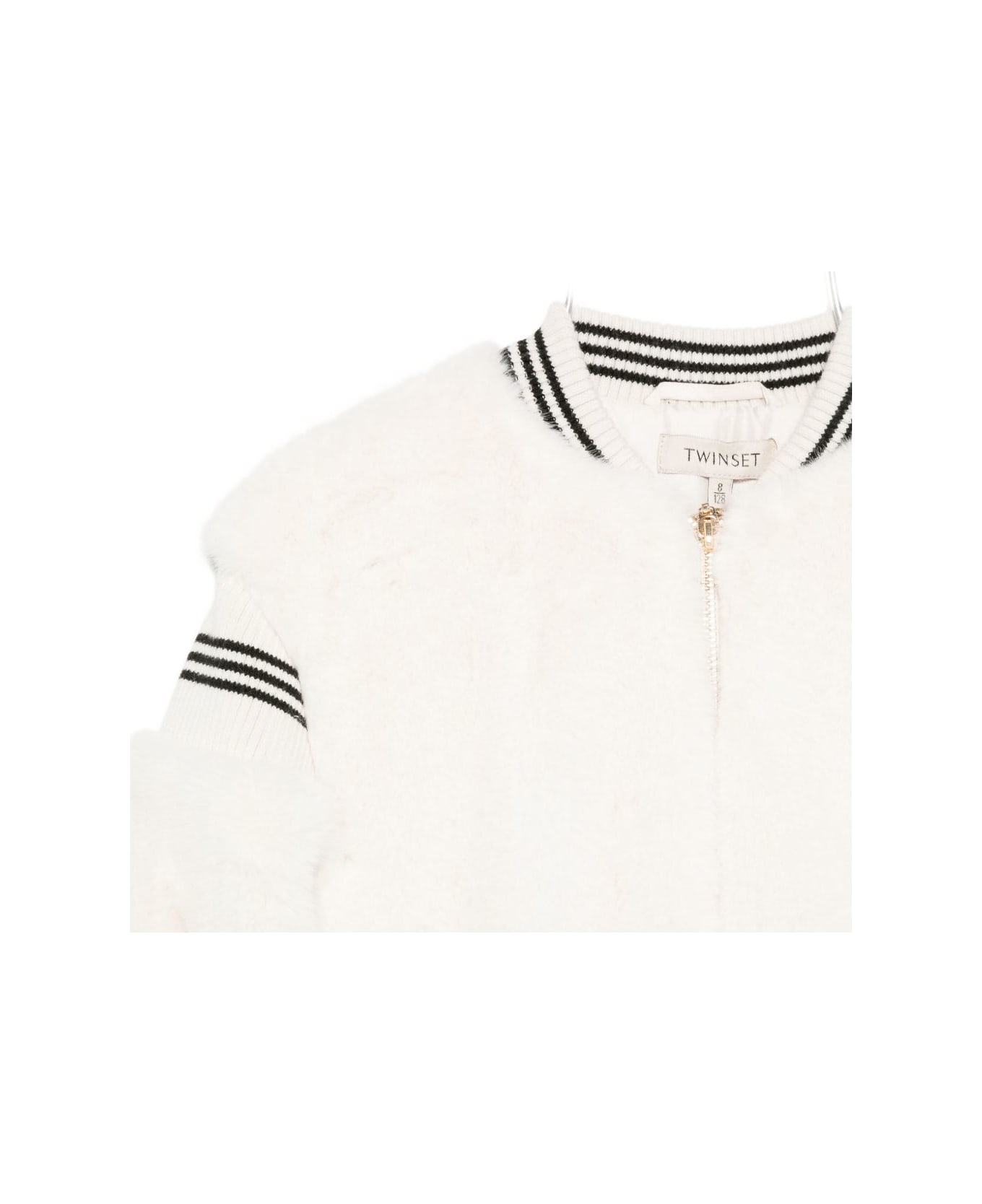 TwinSet Kids Coat With Striped Cuffs - White