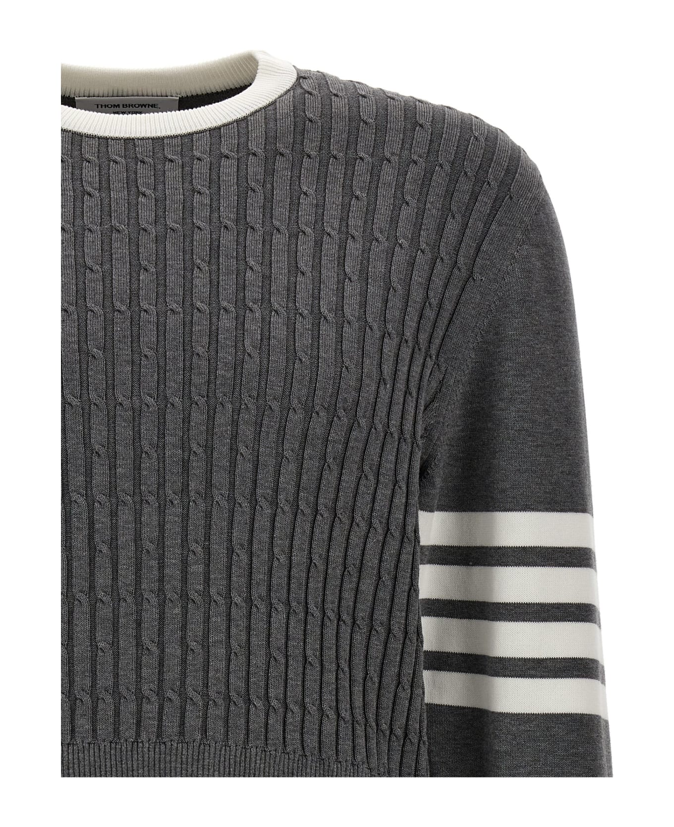Thom Browne 'placed Baby Cable' Sweater - Gray