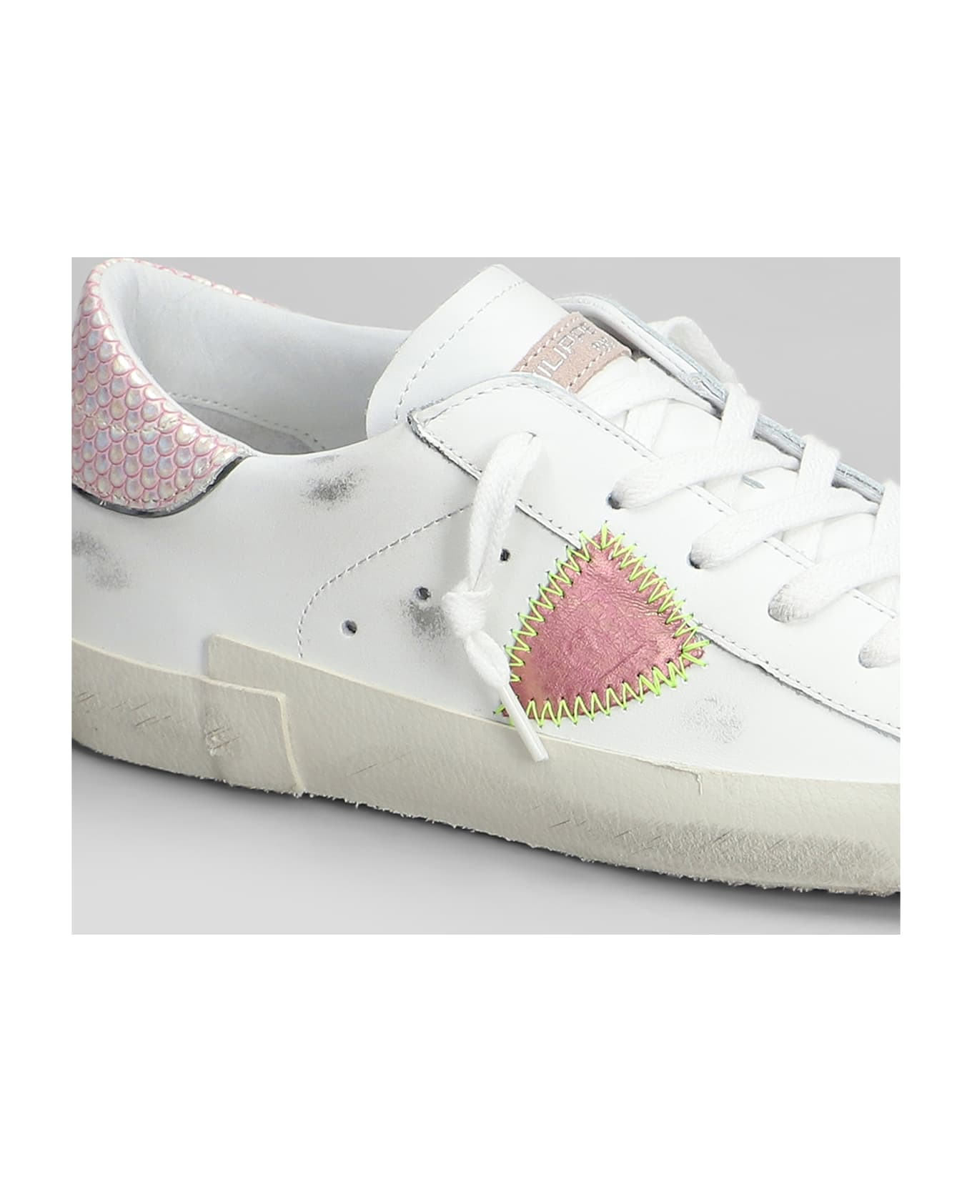 Philippe Model Prsx Low Sneakers In White Leather - white