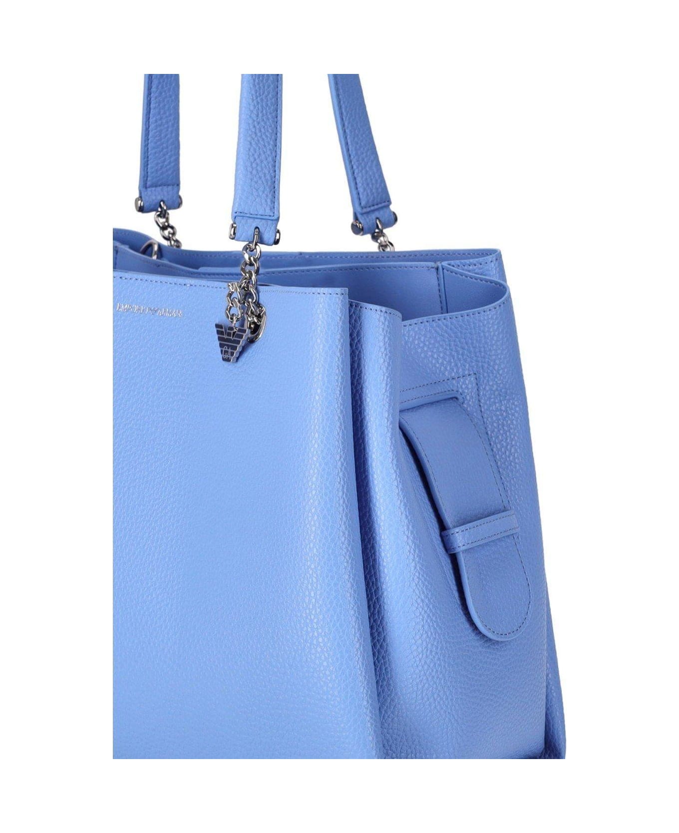 Emporio Armani Logo Printed Tote Bag - Clear Blue