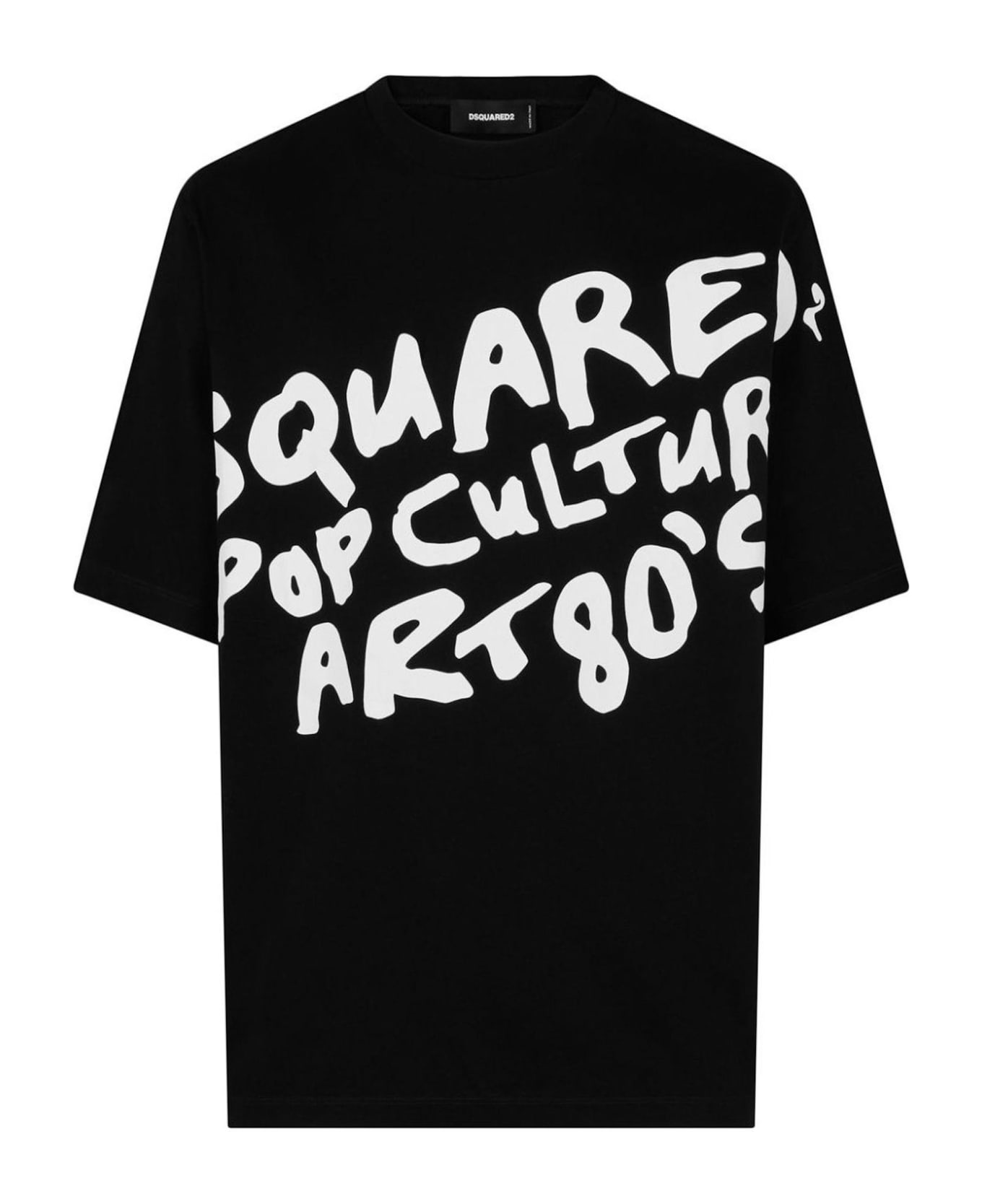 Dsquared2 Crewneck T-shirt With '80s Contrasting Logo Print - Black