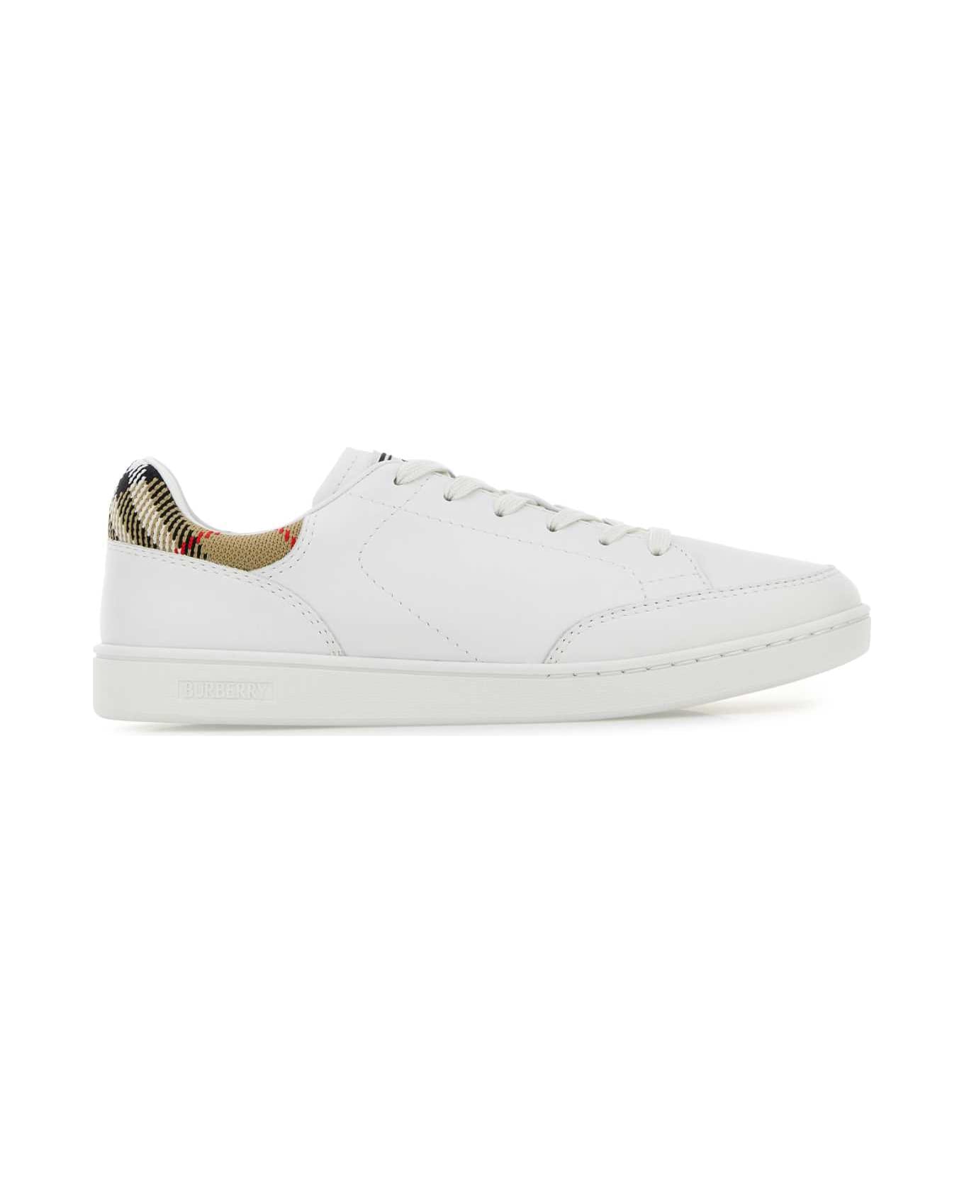 Burberry White Leather Set Sneakers - PORCELAINWHITE