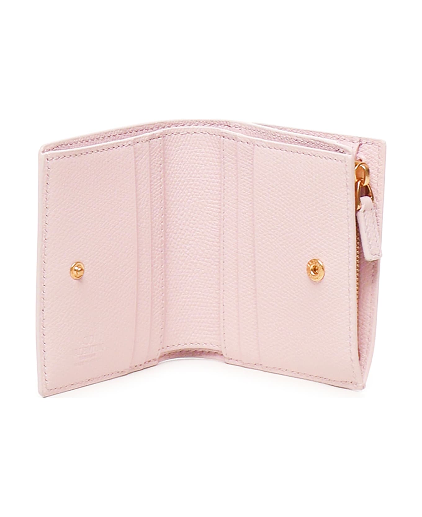 Valentino Garavani Leather Wallet With Logo - ROSE QUARTZ