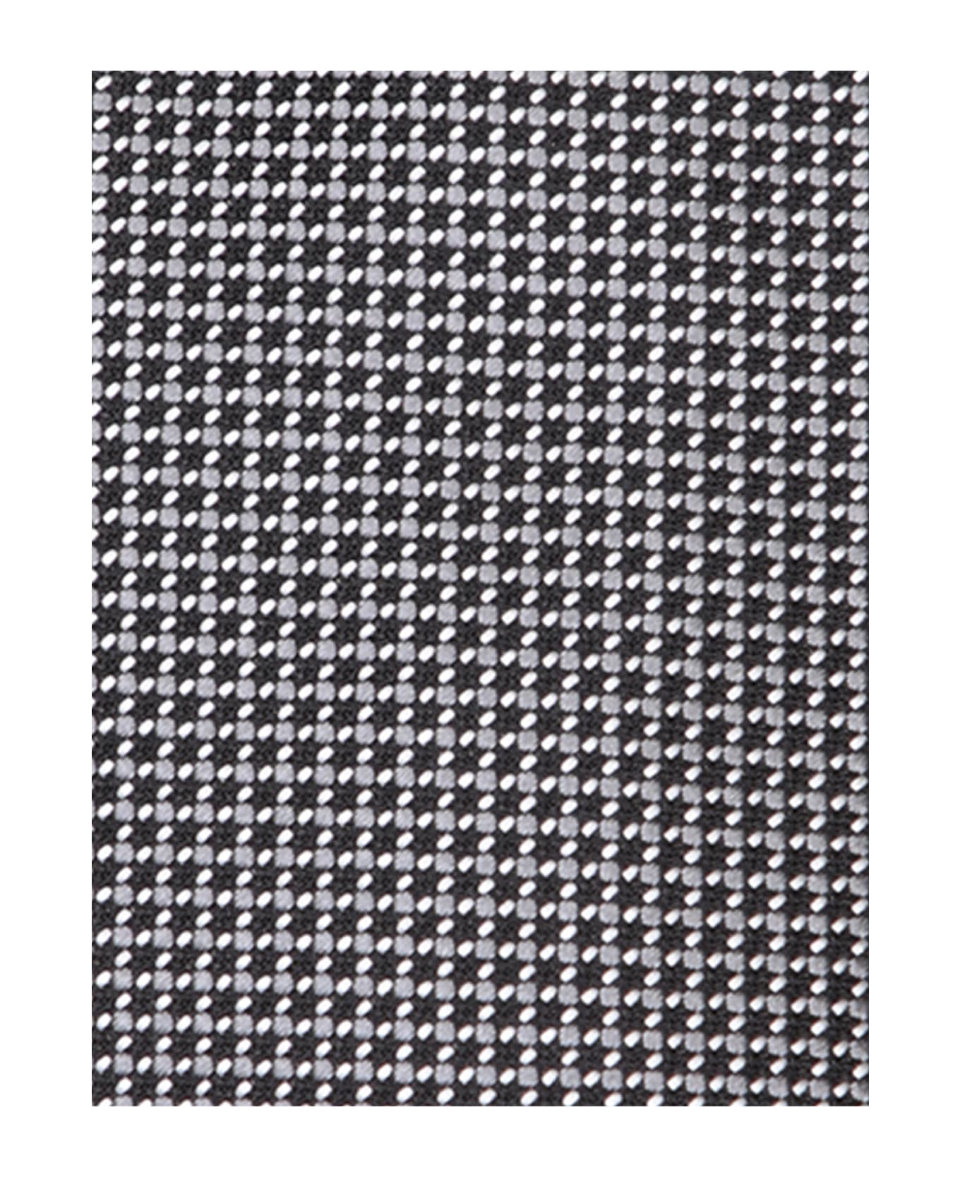 Canali Micropattern White/grey/black Tie - Black