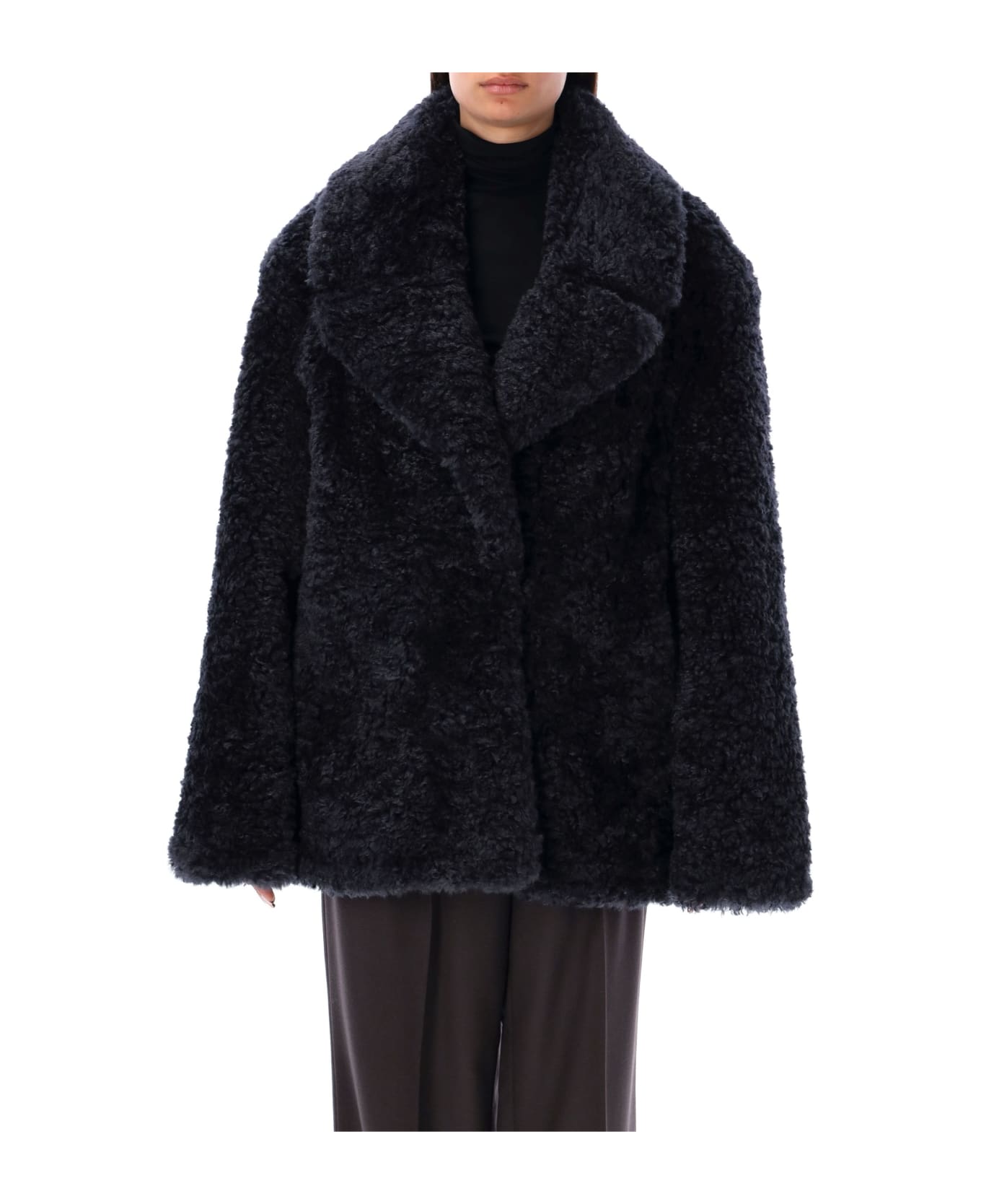 Stella McCartney Eco Fur Short Coat - NAVY コート