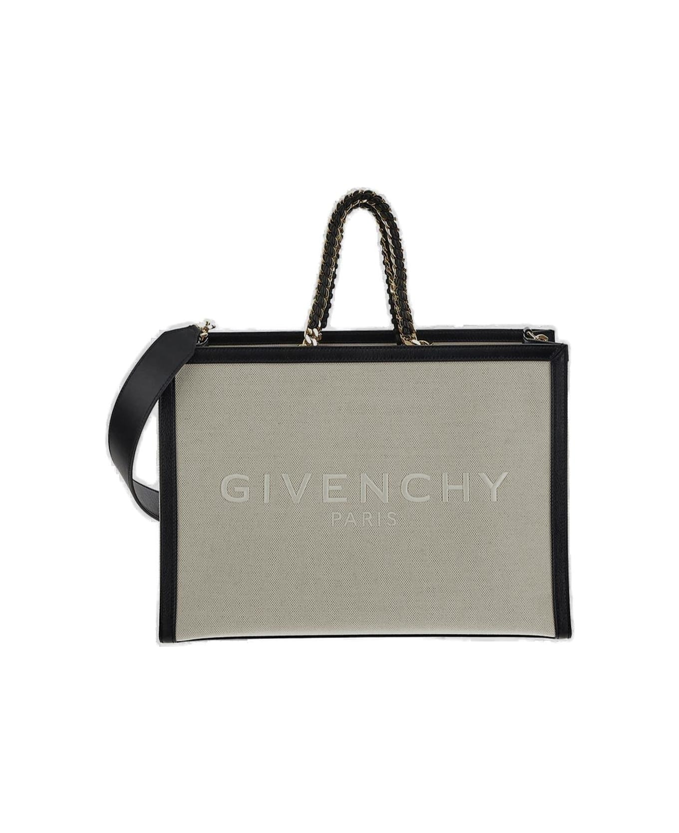 Givenchy Logo Embroidered Tote Bag - NATURAL BEIGE
