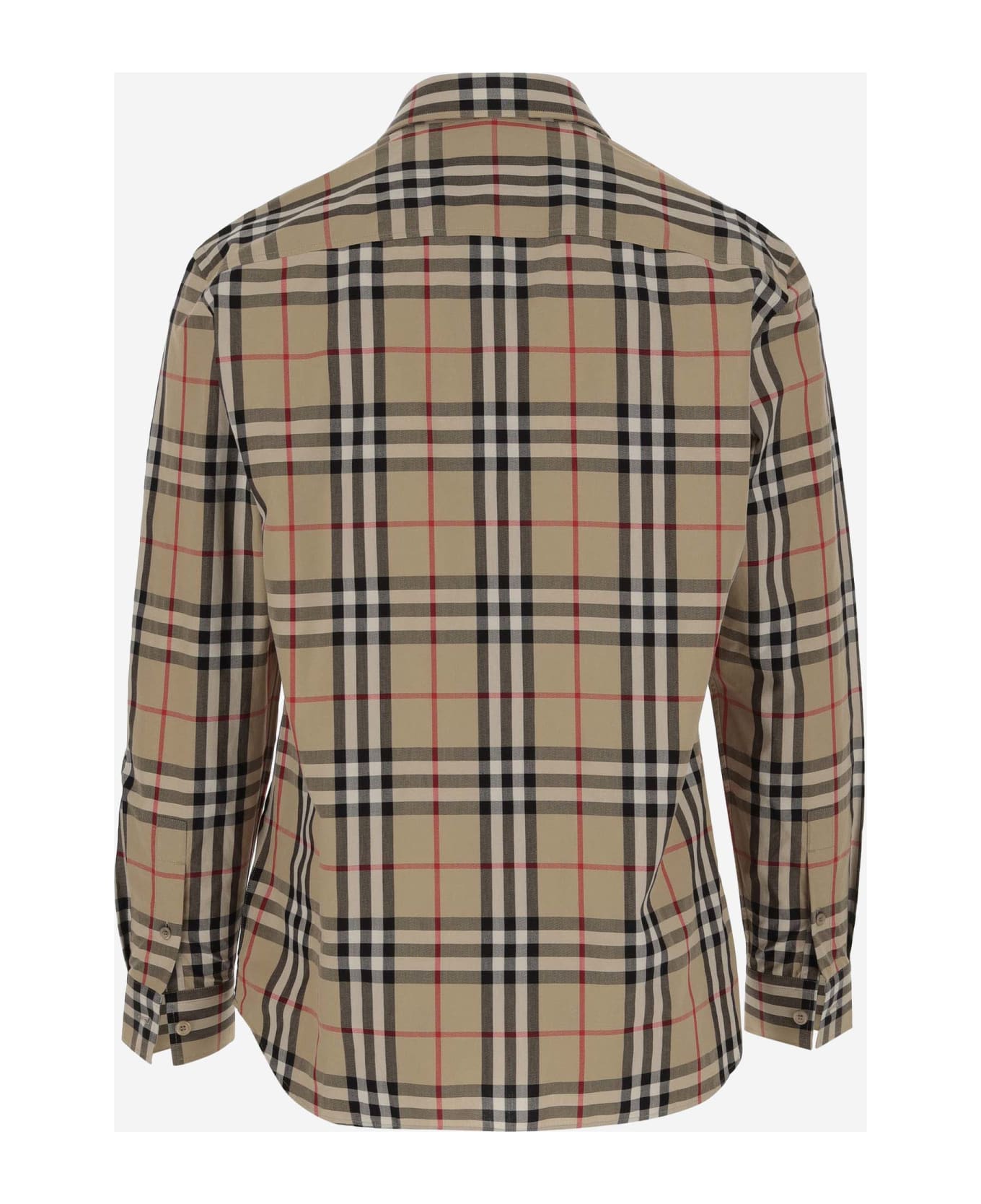 Burberry Cotton Poplin Shirt With Check Pattern - Red