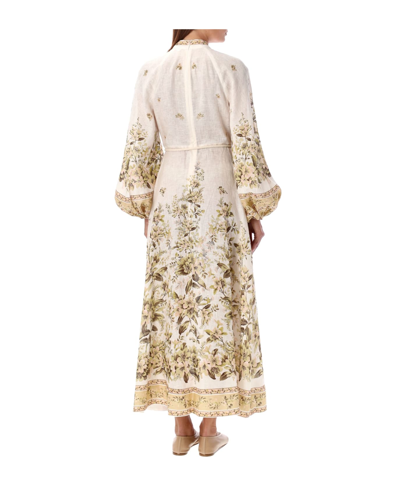 ワンピース Zimmermann FW24 LONG FLOWER DRESS ZIMMERMANN Tranquility appliquéd floral-print linen and silk