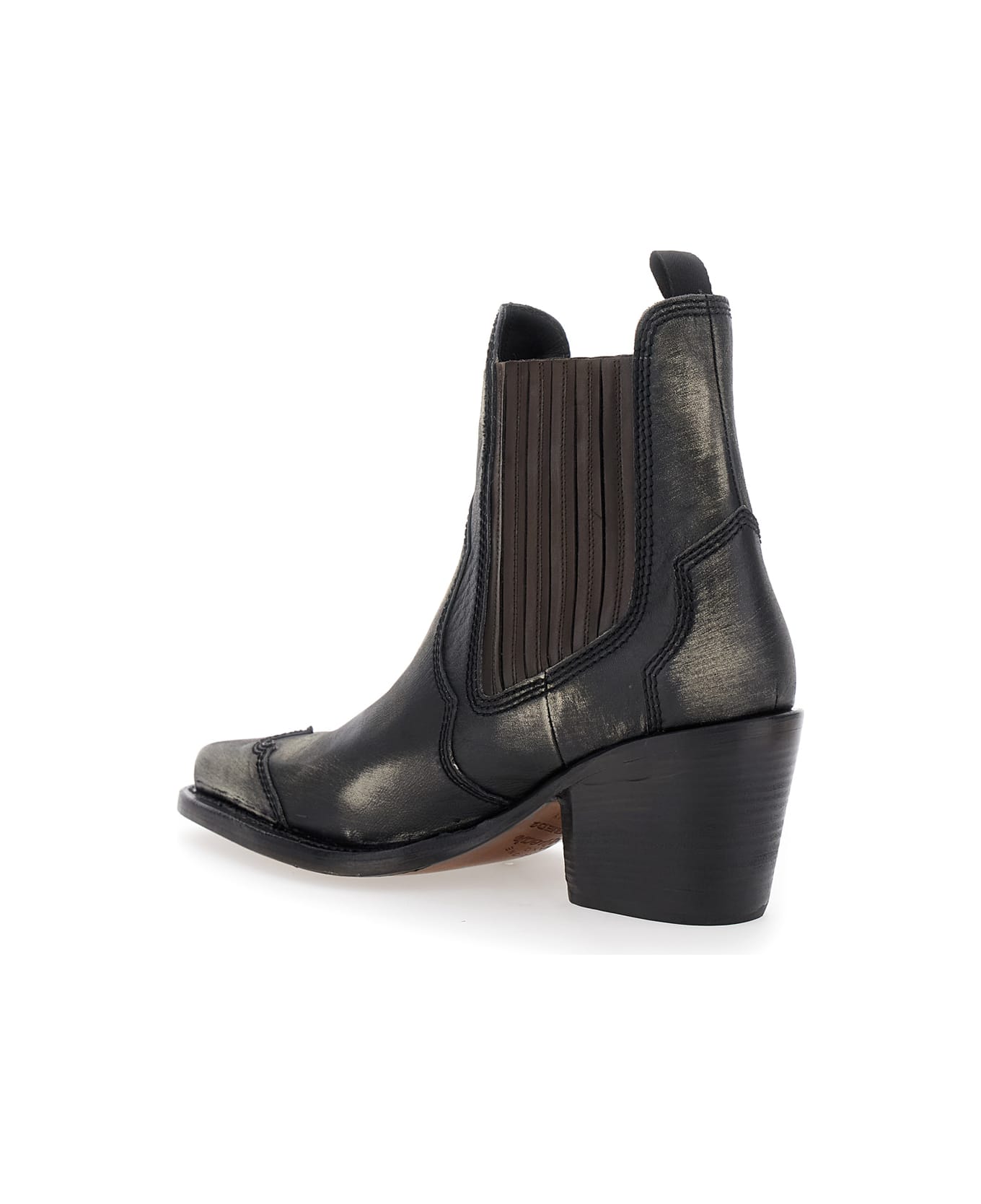Dsquared2 
d2 X Magliano
 Black Ankle Boots With Elastic Panels On The Side In Leather Man - Black