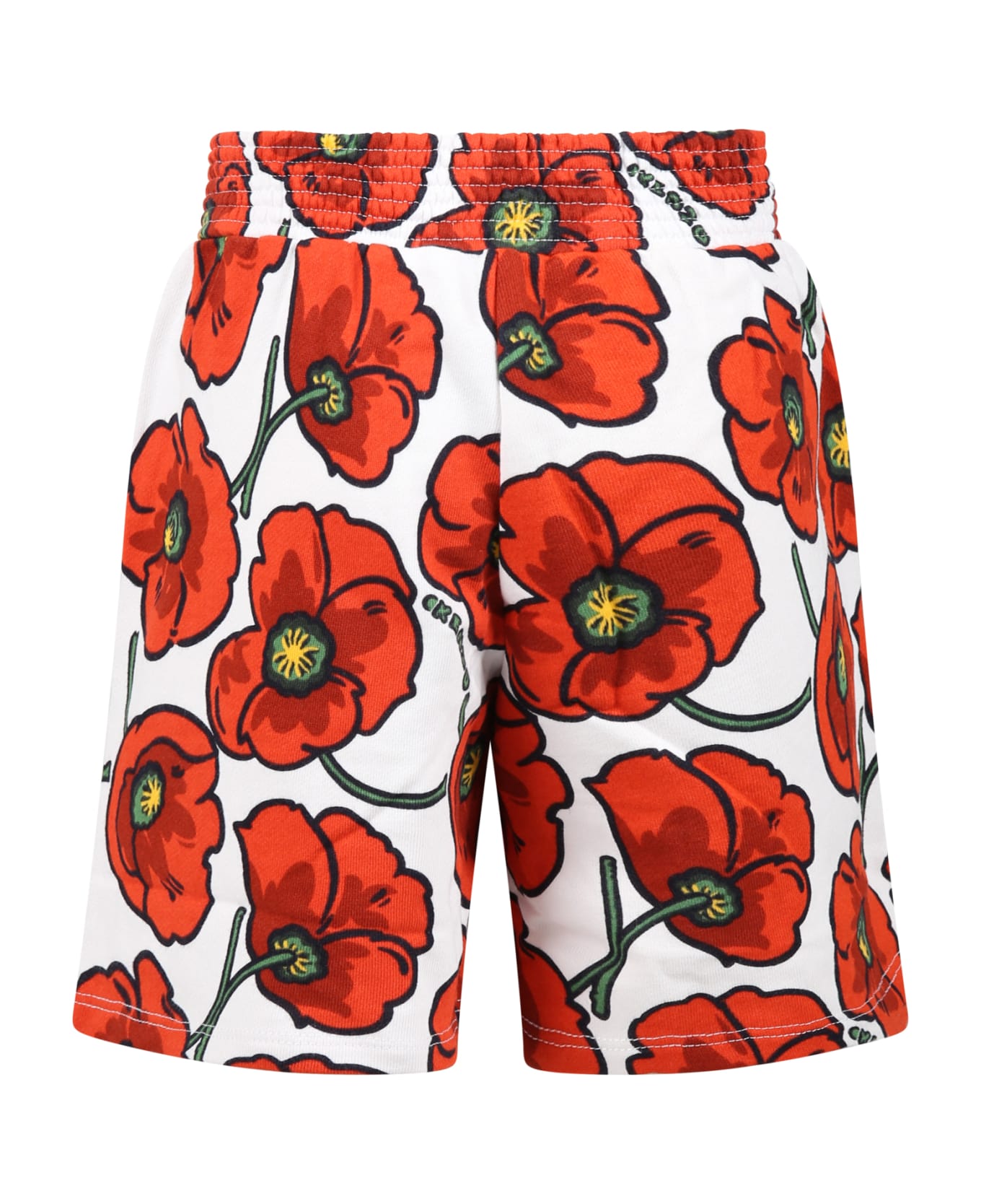 Kenzo Kids Multicolor Shorts For Girl With Iconic Red Poppy And Logo - Multicolor