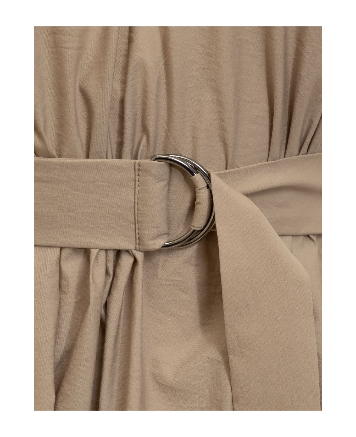 Brunello Cucinelli Techno Cotton Poplin Dress With Precious Shoulder Detail - CARTONE