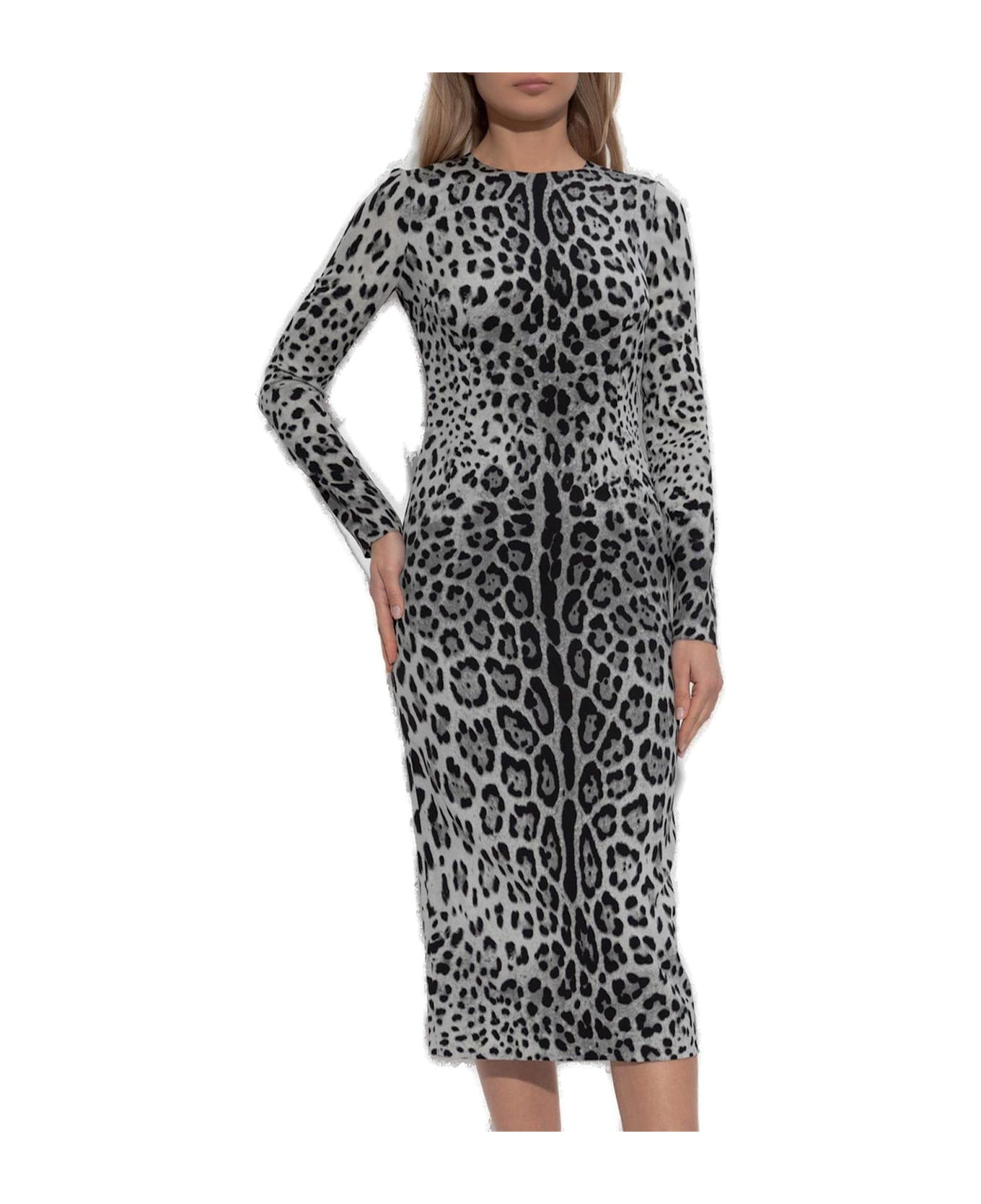 Dolce 
Gabbana Animal Printed Midi Dress - Leoaprd