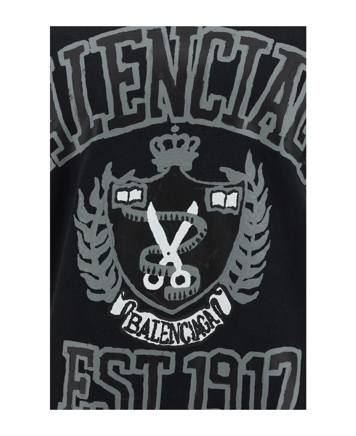 Balenciaga College Logo T-shirt - Washedblack/black シャツ