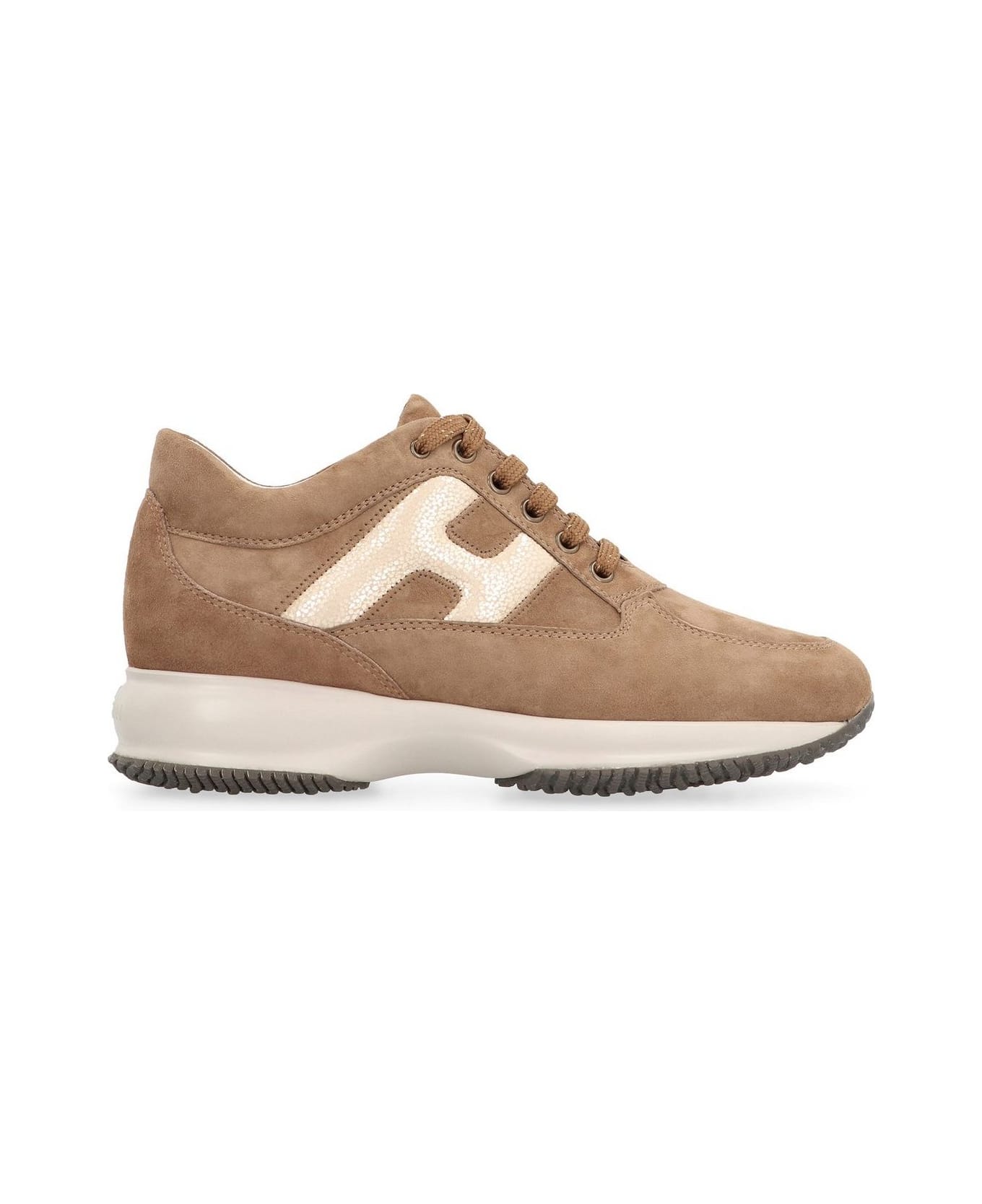 Hogan Interactive Round Toe Lace-up Sneakers - BROWN