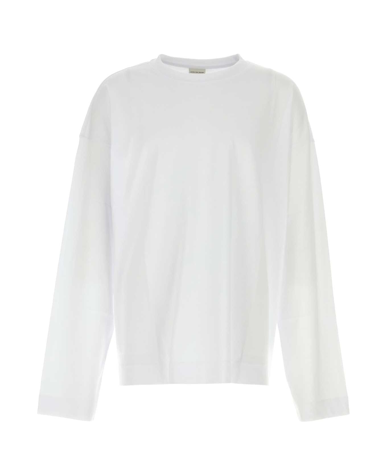 Dries Van Noten White Cotton Hegland Oversize T-shirt - White