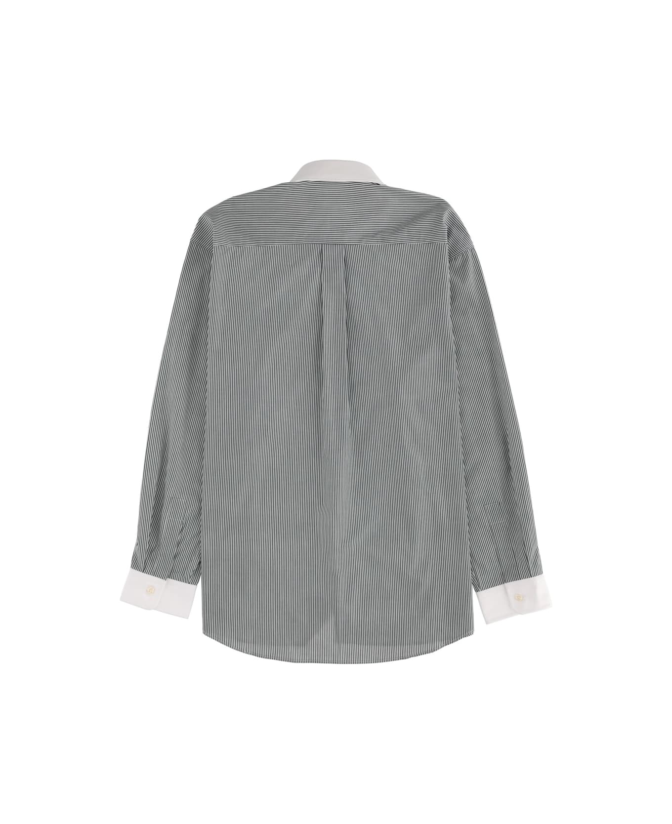 Sporty & Rich Logo Striped Shirt - GREEN